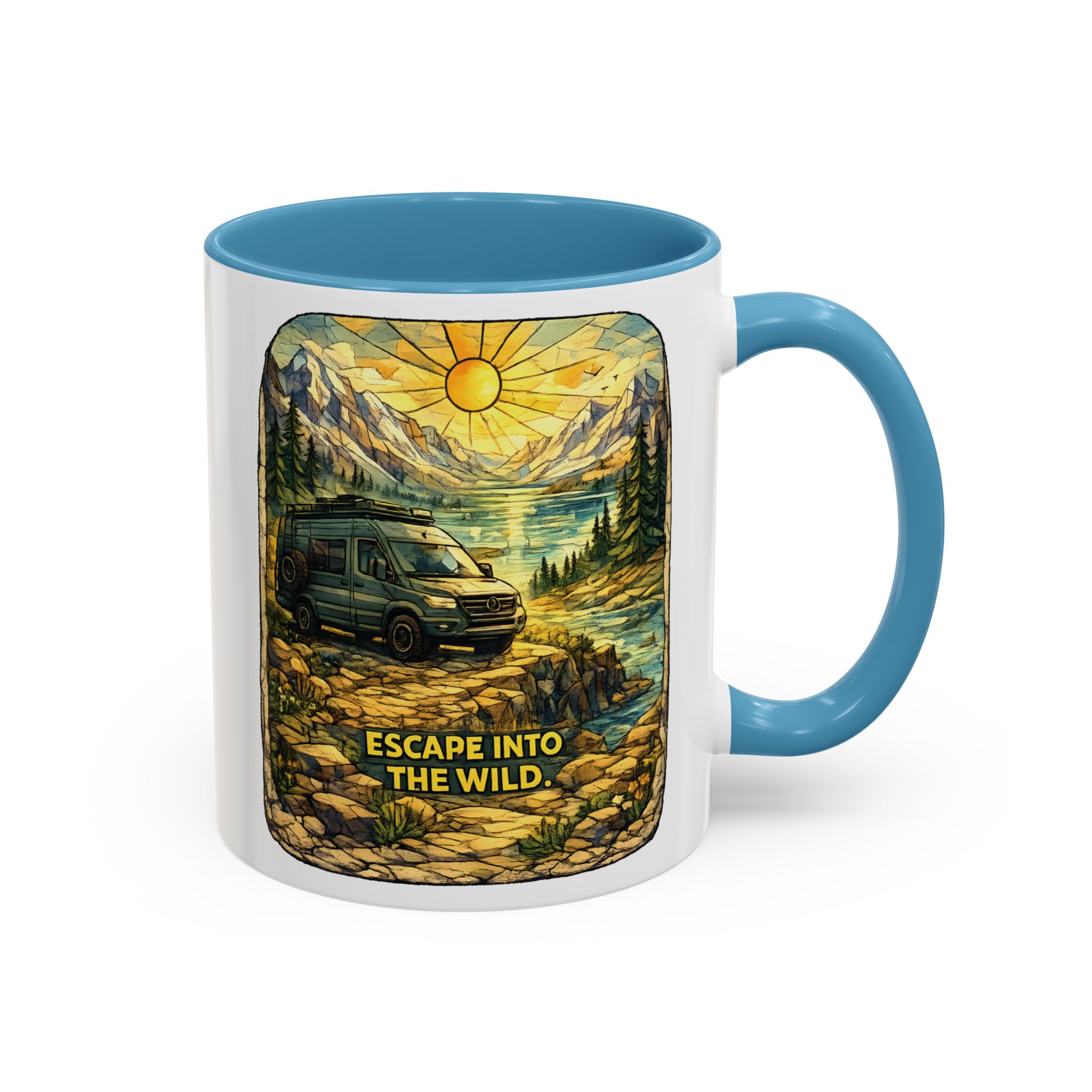 Accent Coffee Mug (11, 15oz) — "Escape Into The Wild" Design Cubic-Line