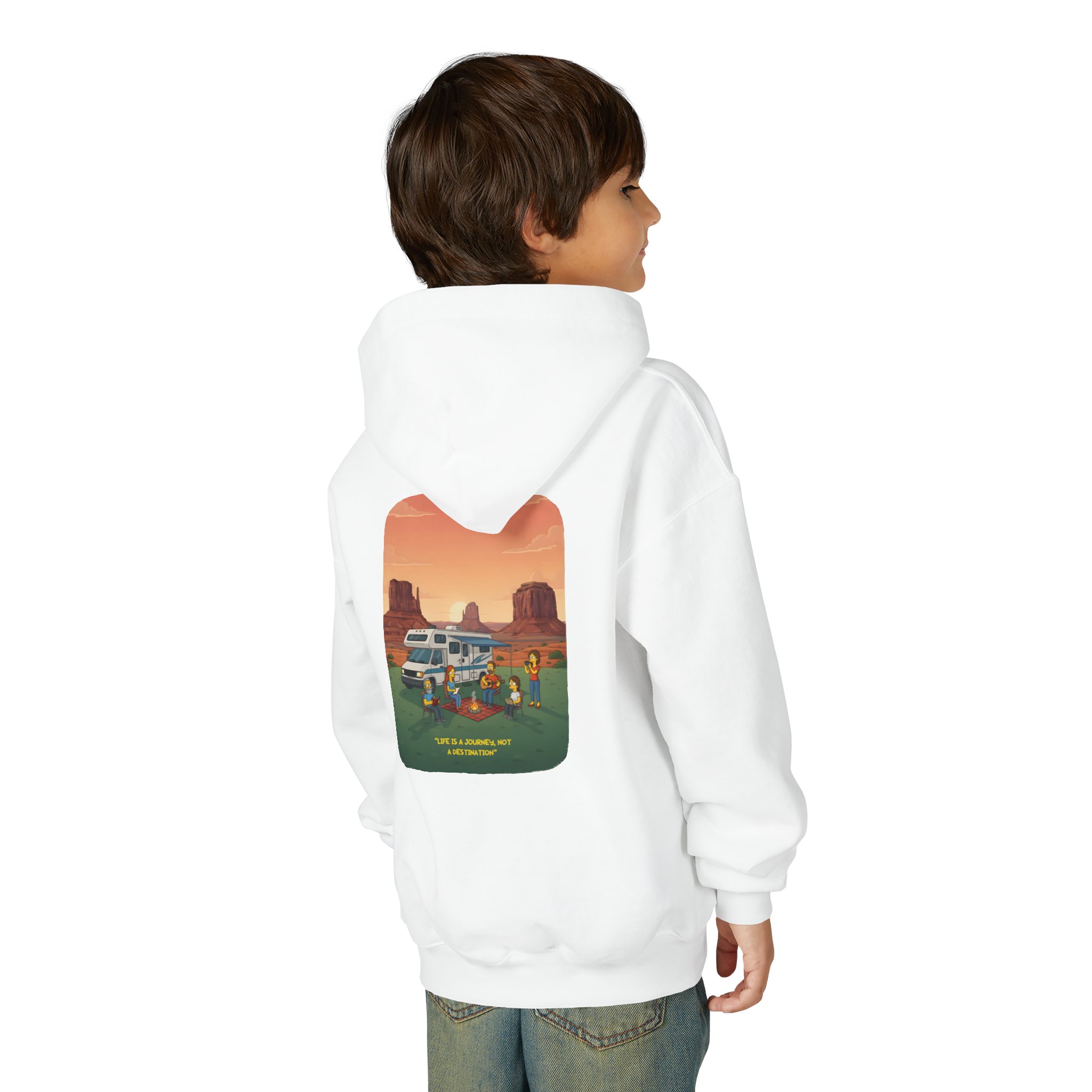 Youth Hoodie(Gildan) – "Life Is A Journey-Not A Destination" (Design Sitcom-Line)