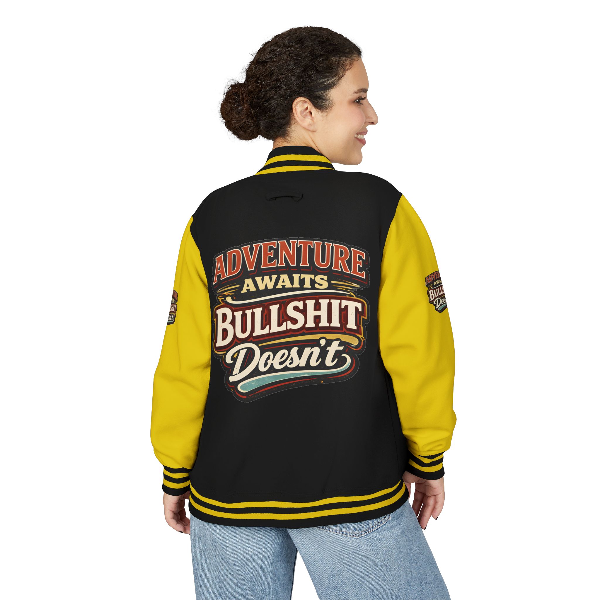 Unisex Heavyweight Letterman Jacket — "Adventure Awaits" Design F**K-Line