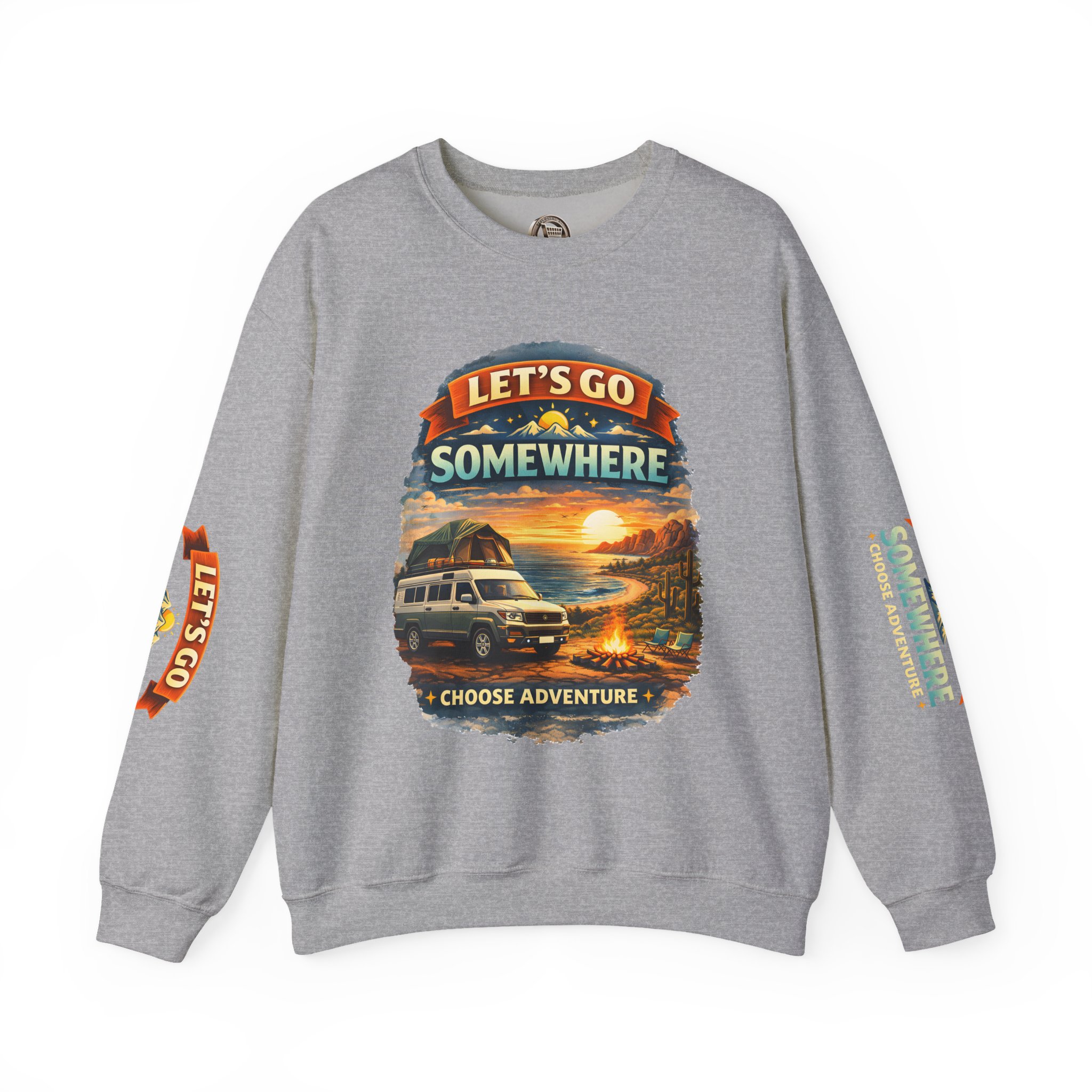 Unisex Heavy Blend™ Crewneck Sweatshirt — "Lets Go Somewhere" Design Scenic-Line
