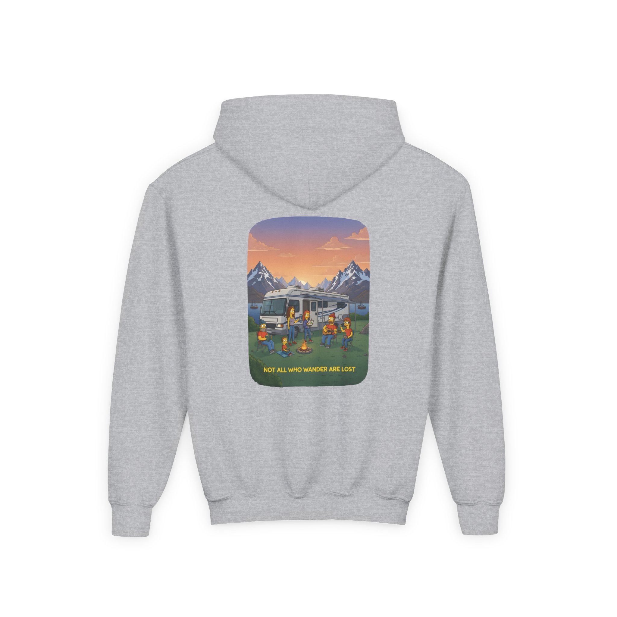 Youth Hoodie(Gildan) – "Not All Who Wander Are Lost" (Design Sitcom-Line)