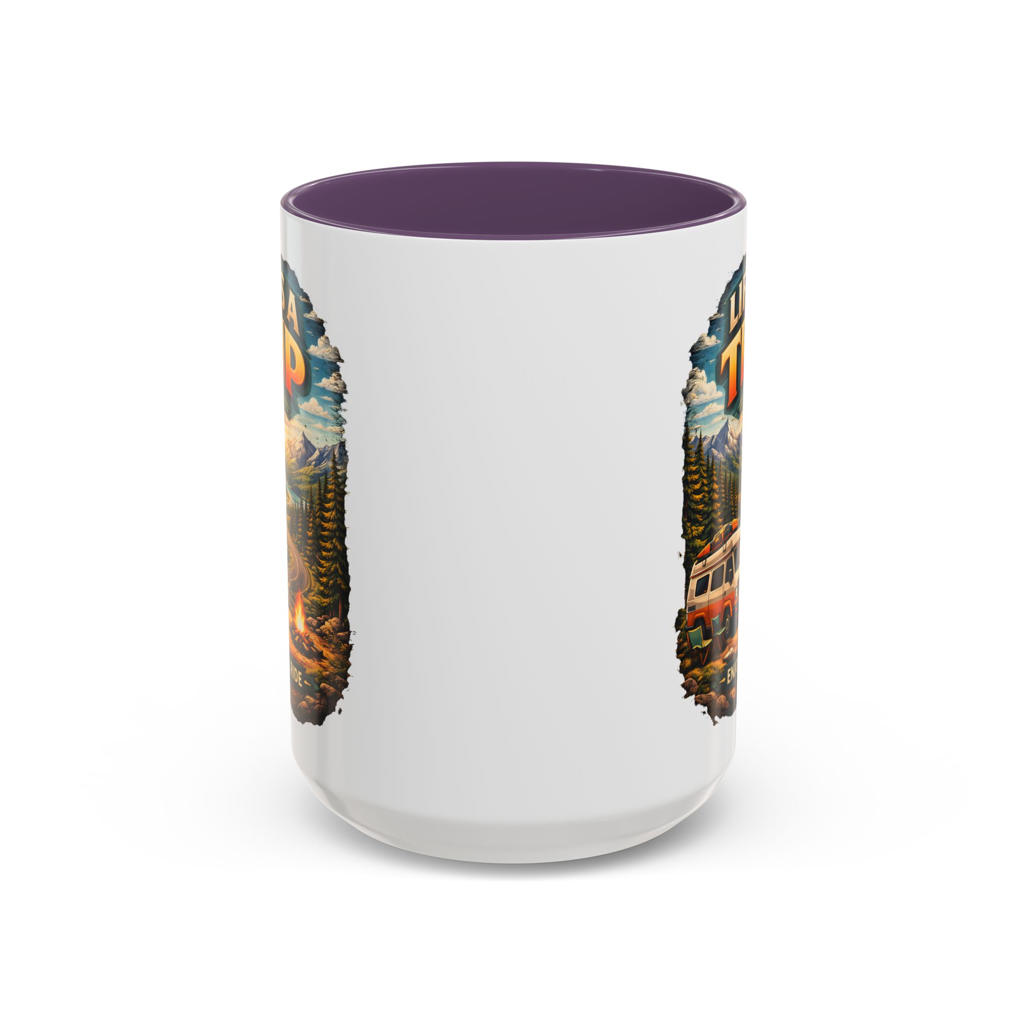 Accent Coffee Mug (11, 15oz) — "Life s A Trip" Design Scenic-Line