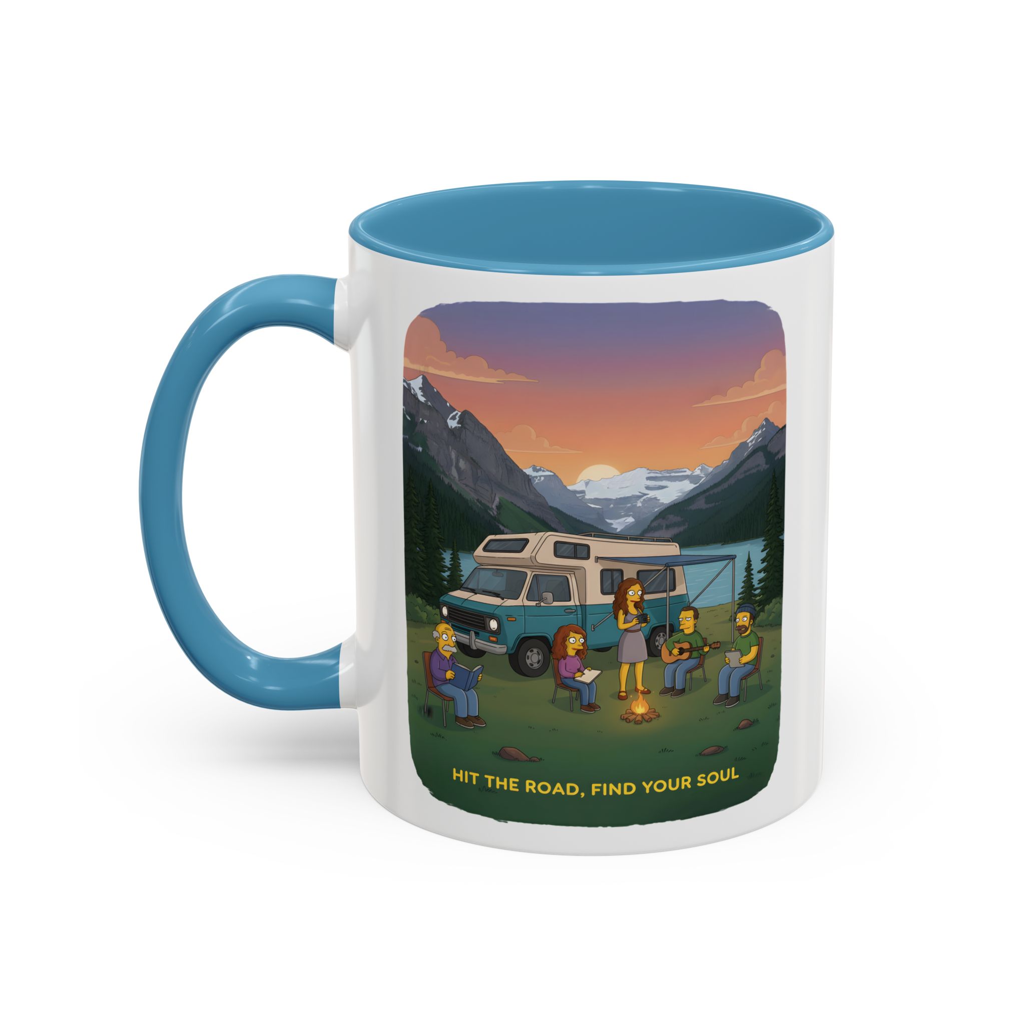 Accent Coffee Mug (11, 15oz) — "Hit The Road-Find Your Soul" Design Sitcom-Line