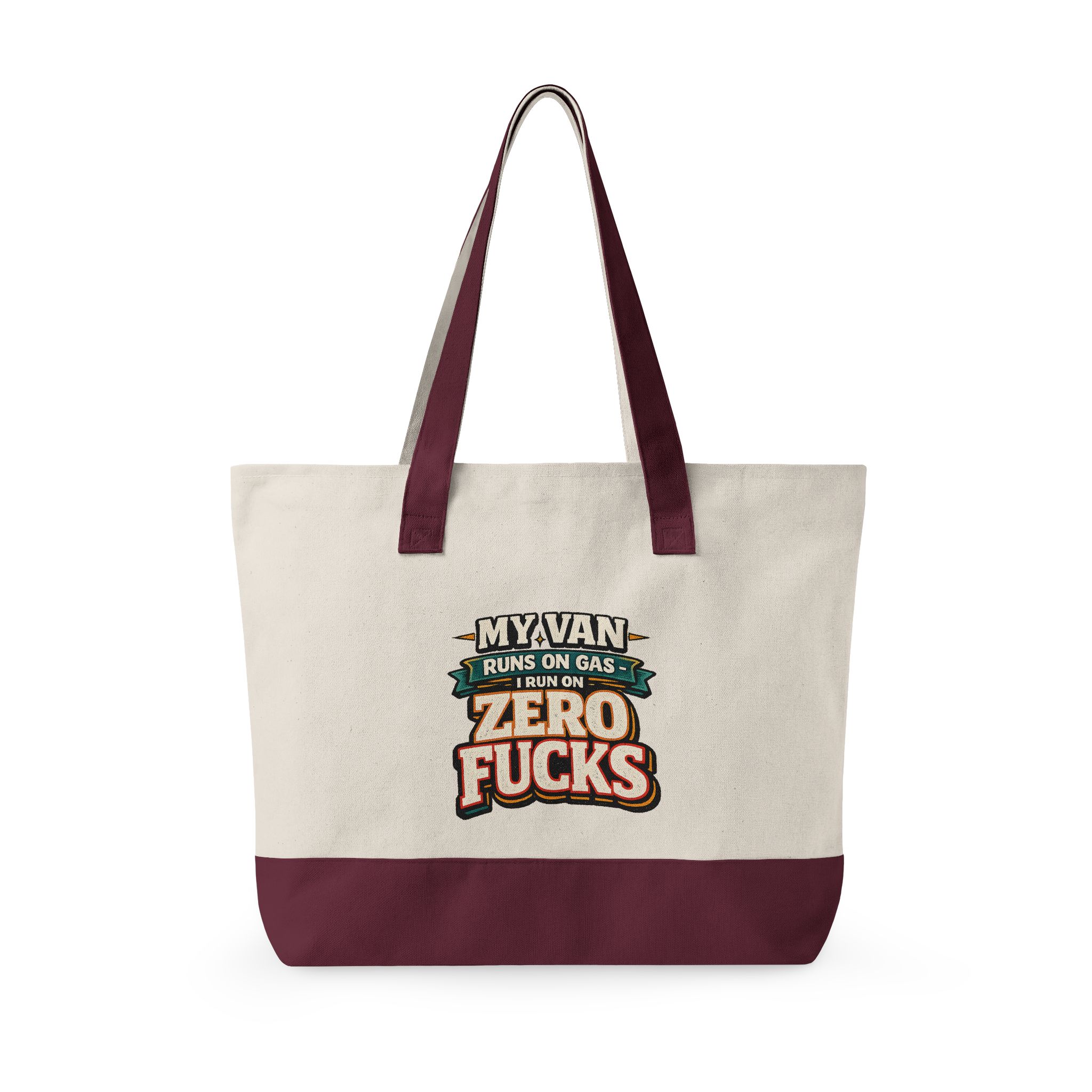 Zippered Canvas Tote — "My Van Runs On Gas" (Design F**K-Line)