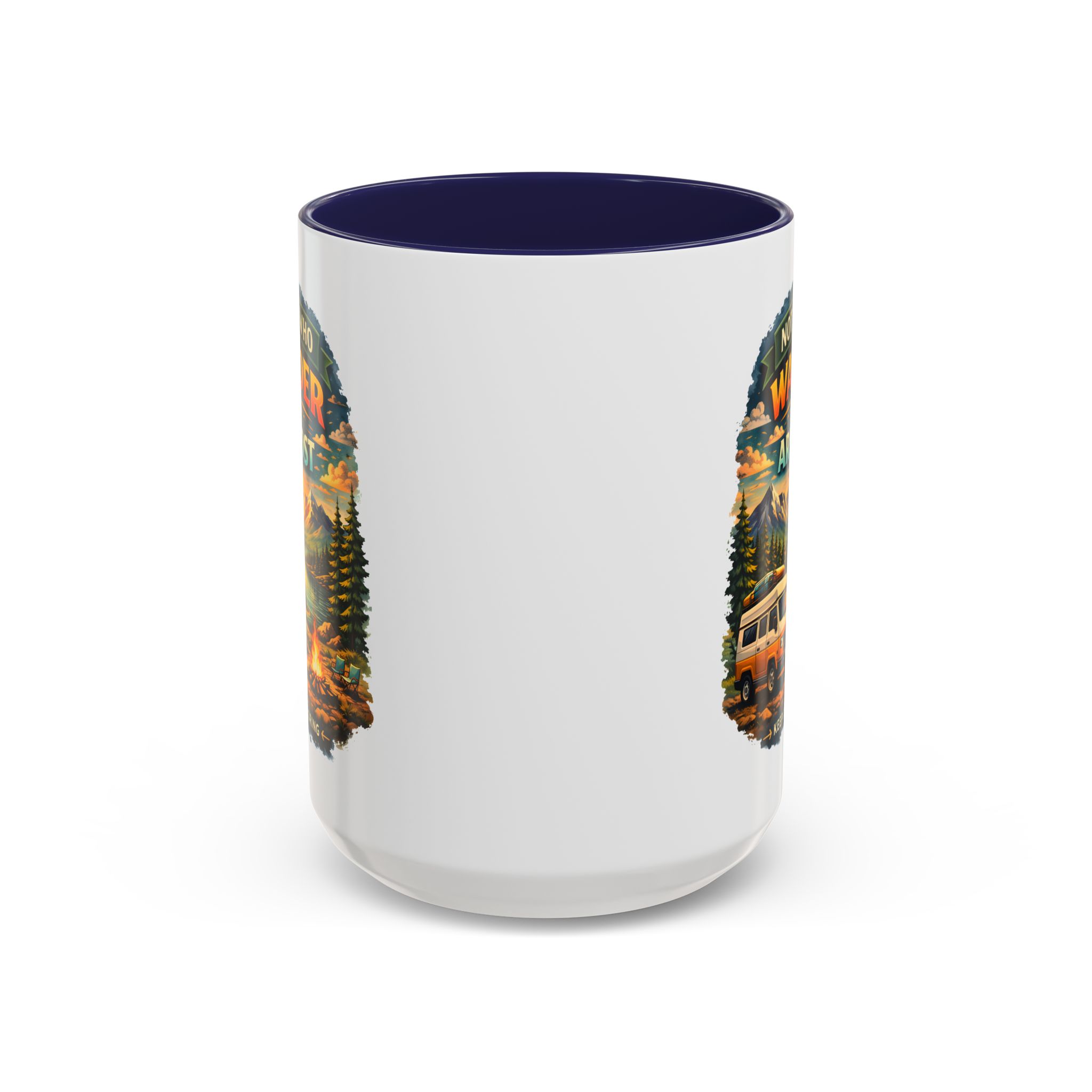 Accent Coffee Mug (11, 15oz) — "Not All Who Wander Are Lost" Design Scenic-Line