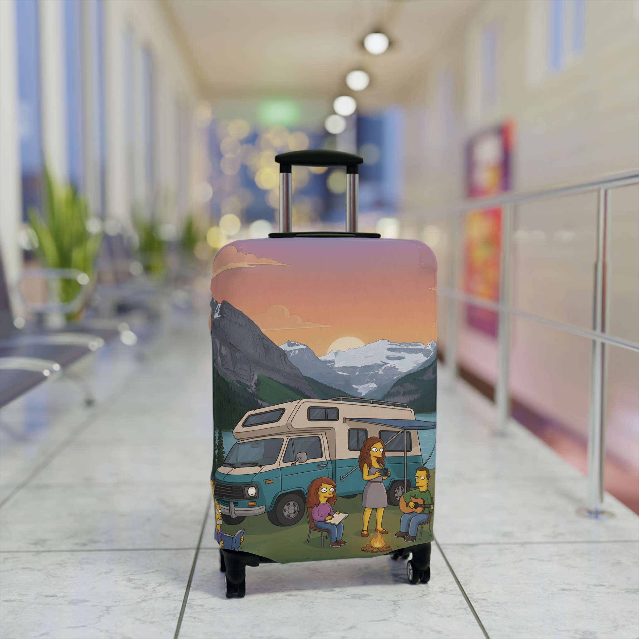 16381713297407402951_2048.jpeg Luggage Cover — Adventure Camper Sketch Travel Suitcase(Design Sitcom-Line)