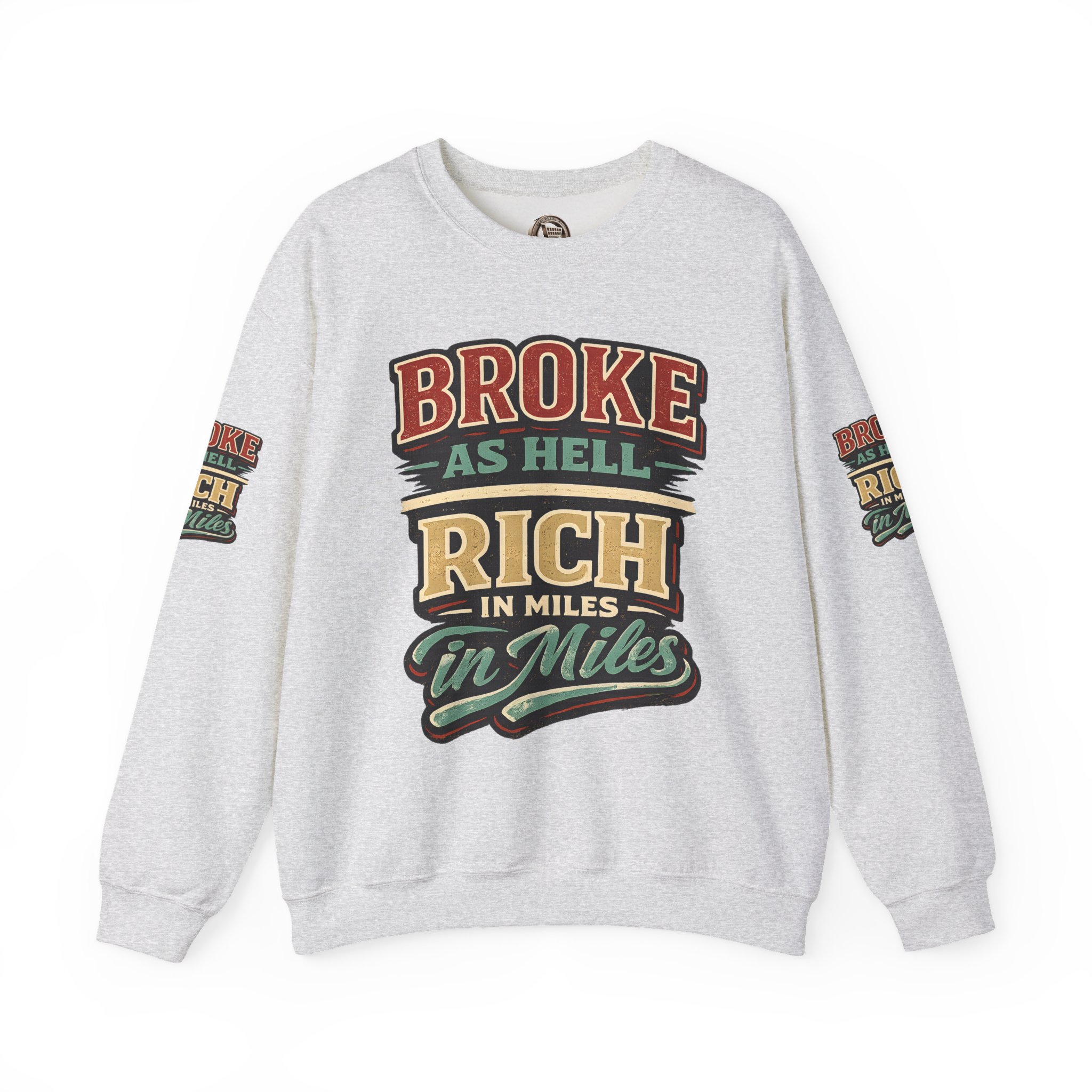 Unisex Heavy Blend™ Crewneck Sweatshirt — "Broke As Hell" Design F**K-Line