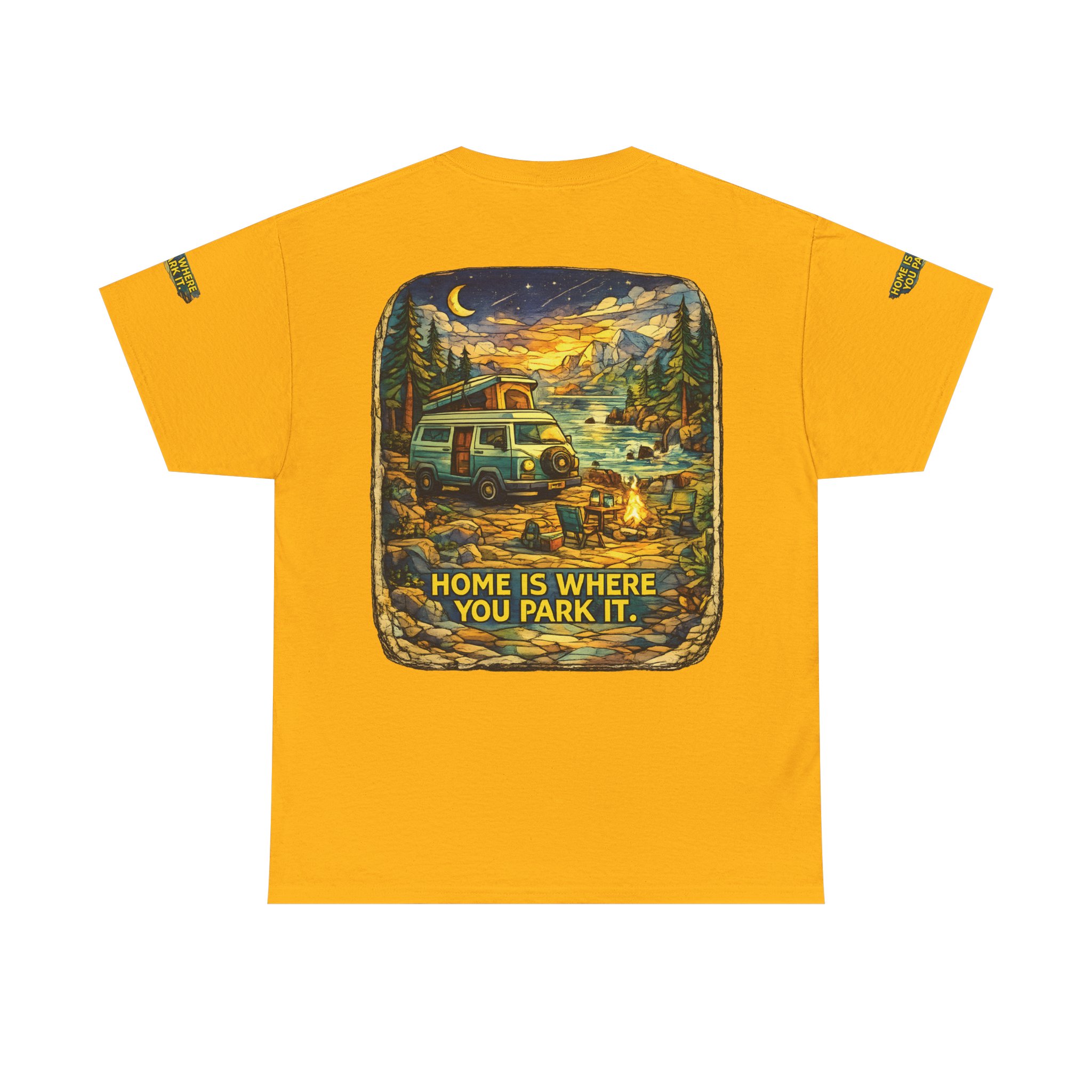 Unisex Heavy Cotton Tee — "Home Is Where You Park It" Design Cubic-Line