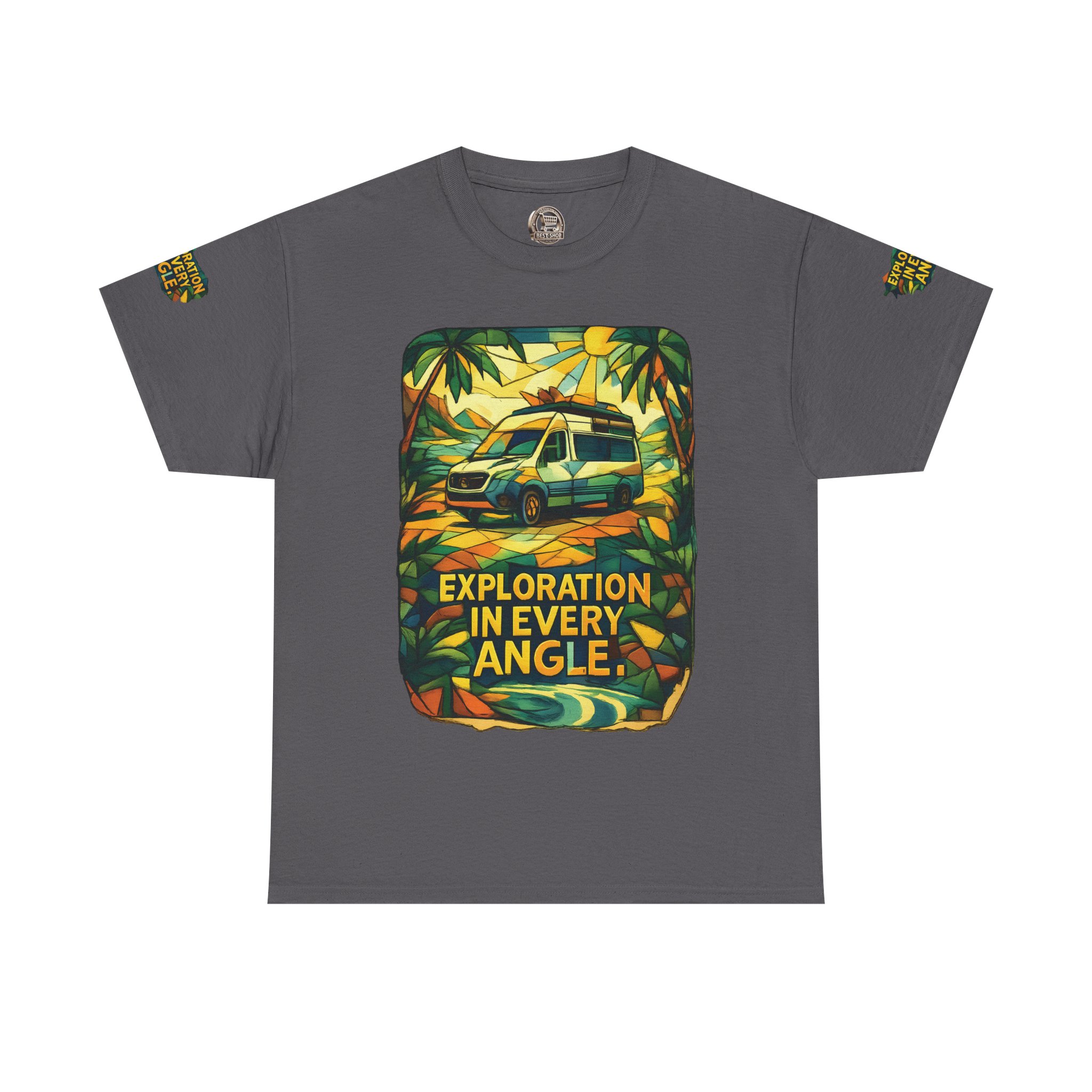 Unisex Heavy Cotton Tee — "Exploration In Every Angle" Design Cubic-Line