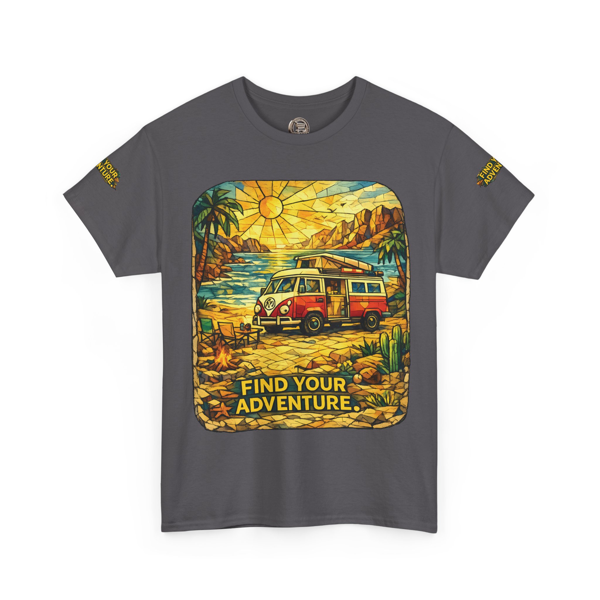 Unisex Heavy Cotton Tee — "Find Your Adventure" Design Cubic-Line