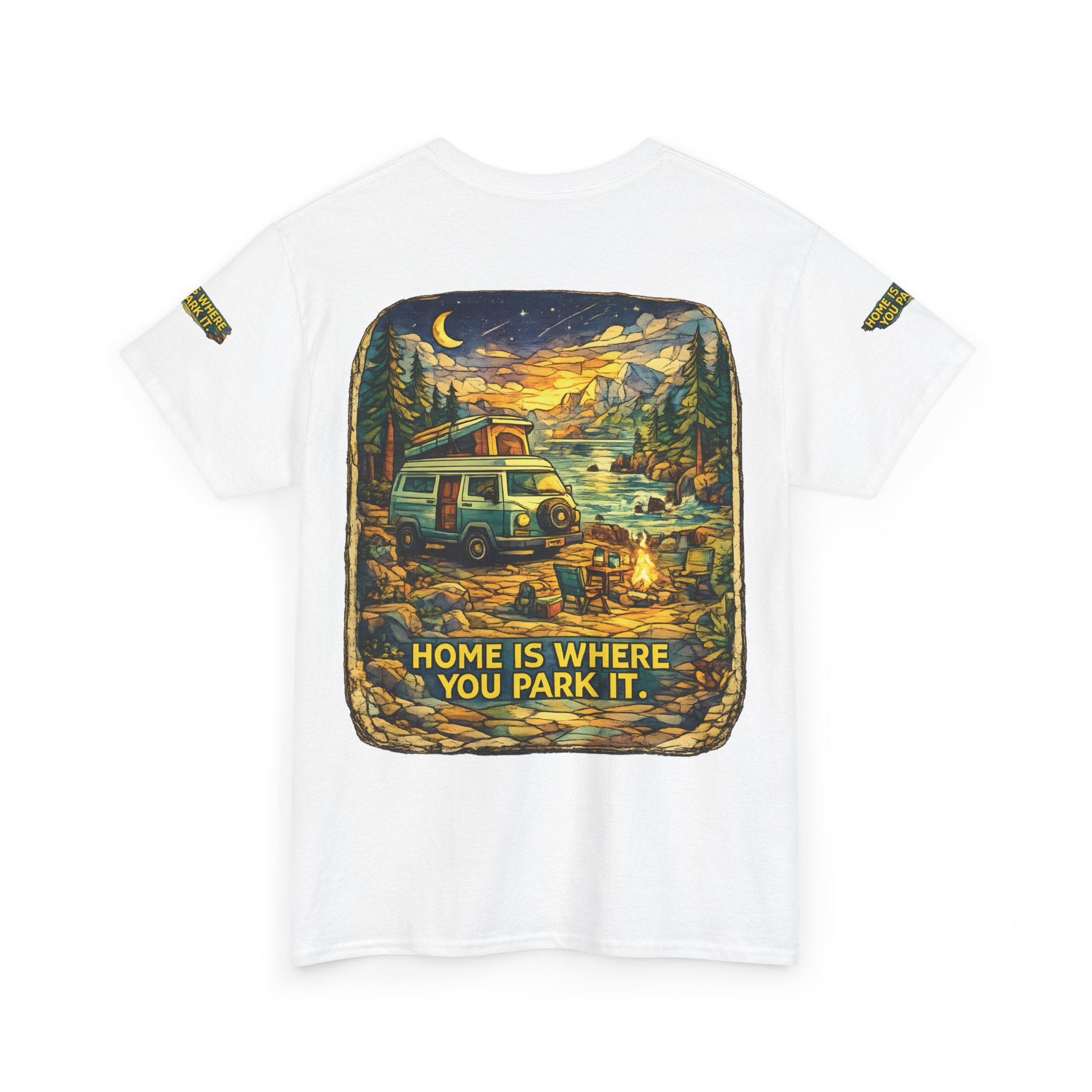 Unisex Heavy Cotton Tee — "Home Is Where You Park It" Design Cubic-Line