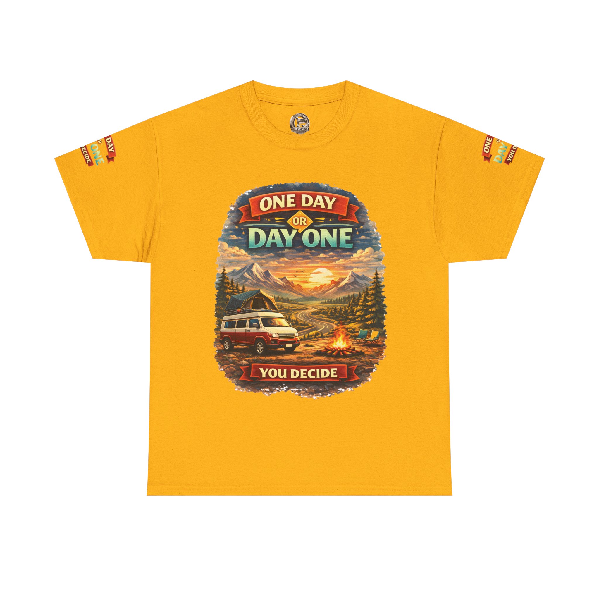16399315449347505983_2048.jpeg Unisex Heavy Cotton Tee — "One Day Or Day One" Design Scenic-Line