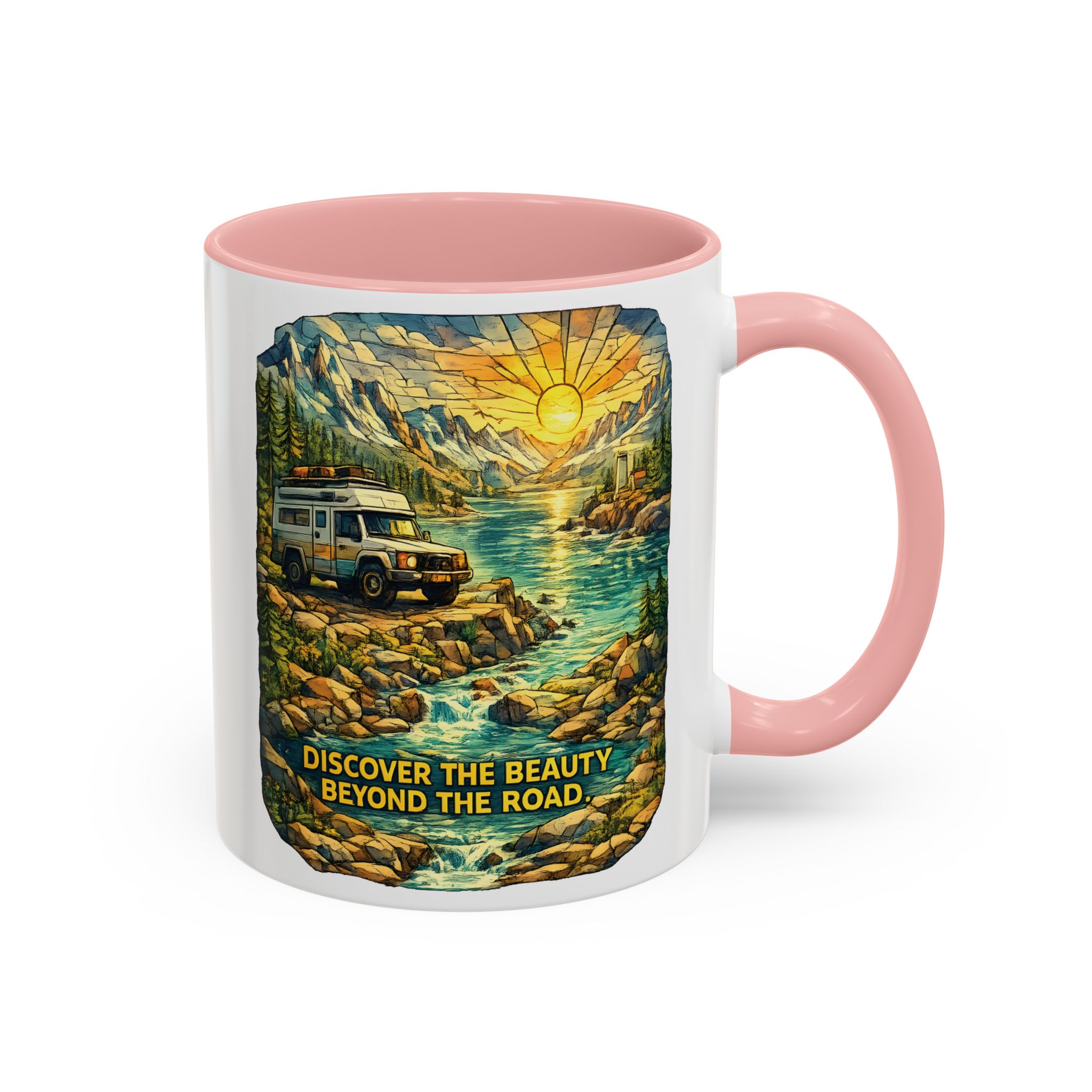 16403012123361681878_2048.jpeg Accent Coffee Mug (11, 15oz) — "Discover The Bieuty Beyond The Road" Design Cubic-Line