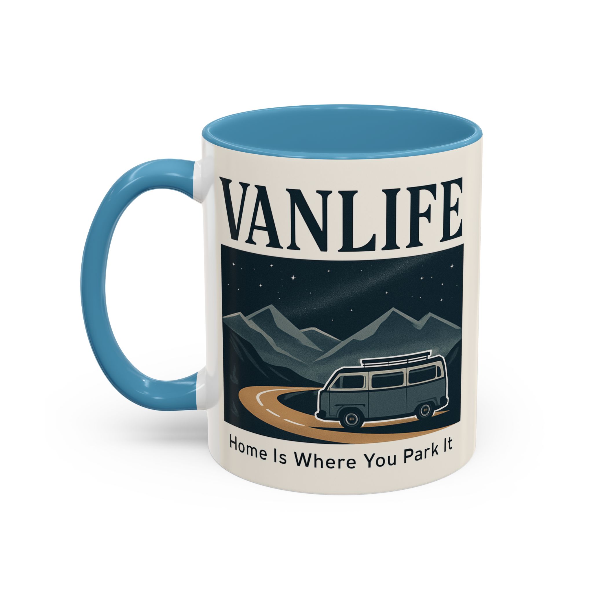 Coffee Mug — "Vanlife - Home Is Where You Park It" Accent Campervan Travel Mug