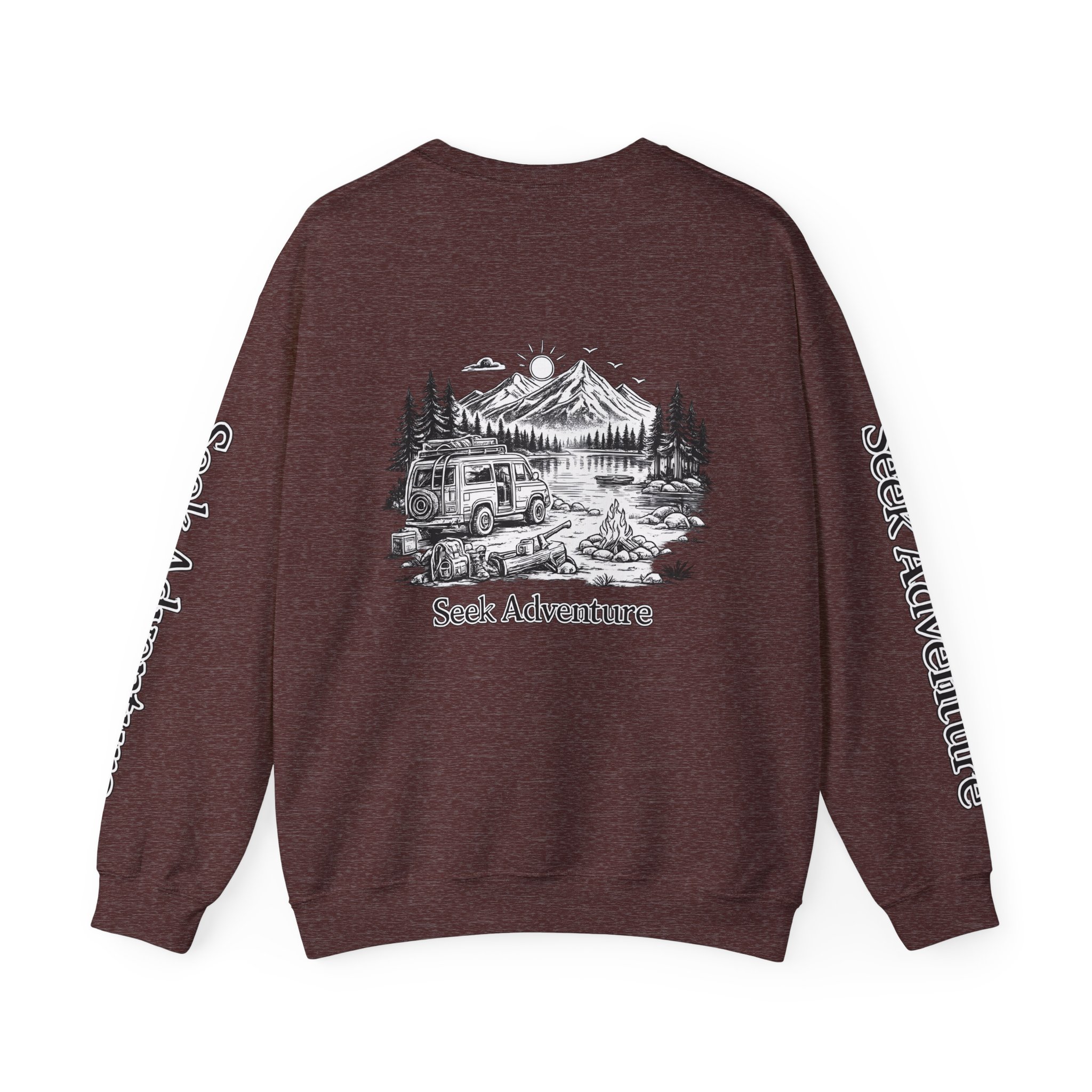 Unisex Heavy Blend™ Crewneck Sweatshirt — "Seek Adventure" Design Minimal-Line