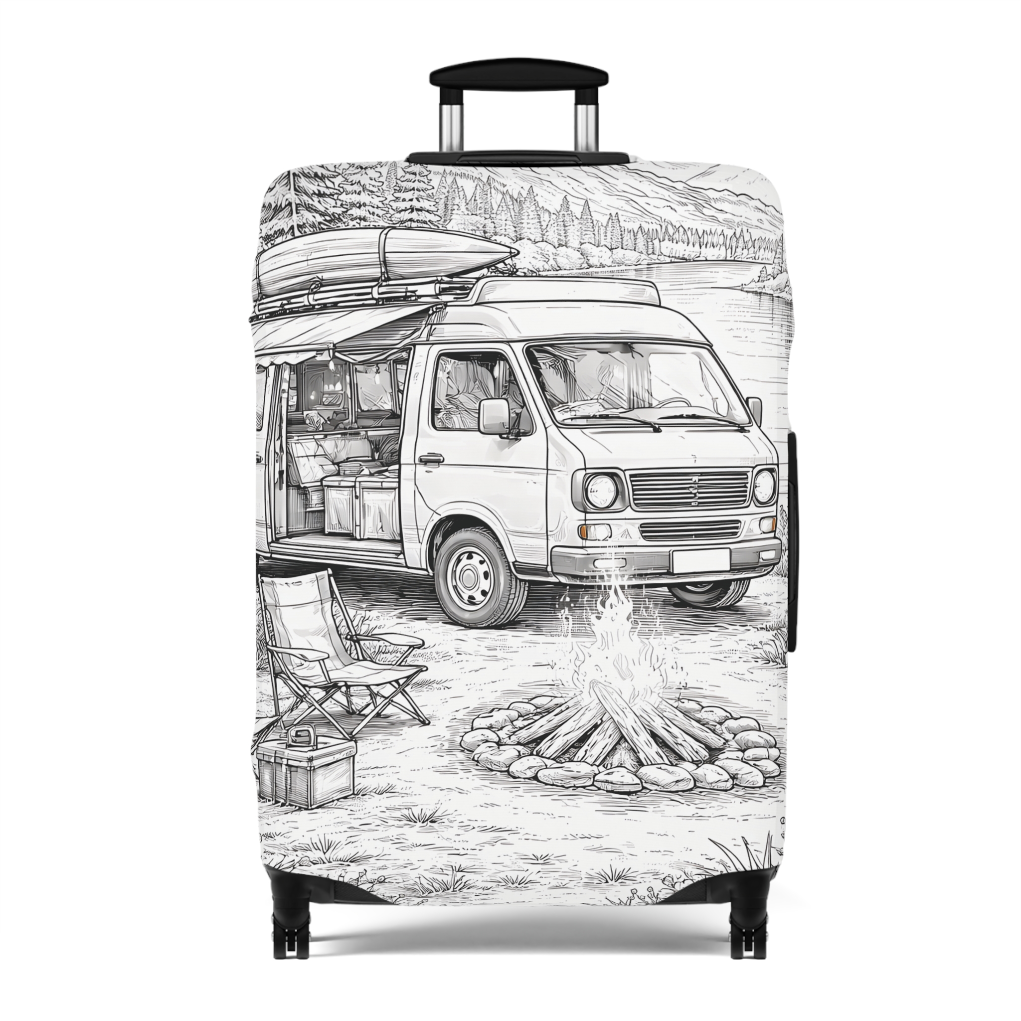 Luggage Cover — Adventure Camper Sketch Travel Suitcase