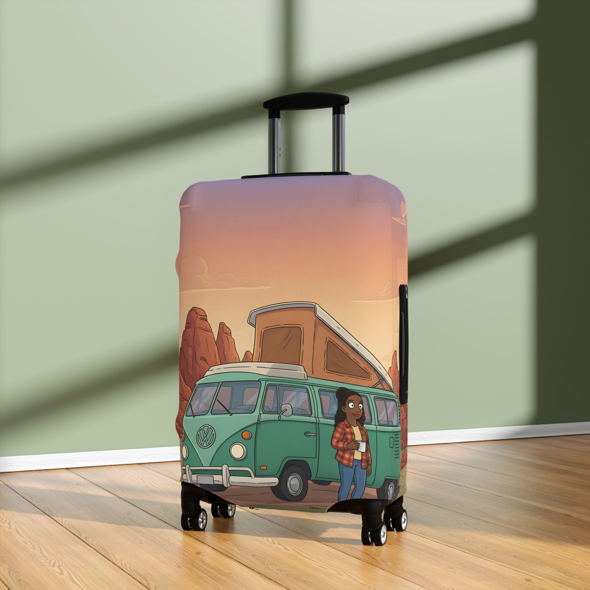 Luggage Cover — Adventure Camper Sketch Travel Suitcase(Design Sitcom-Line)