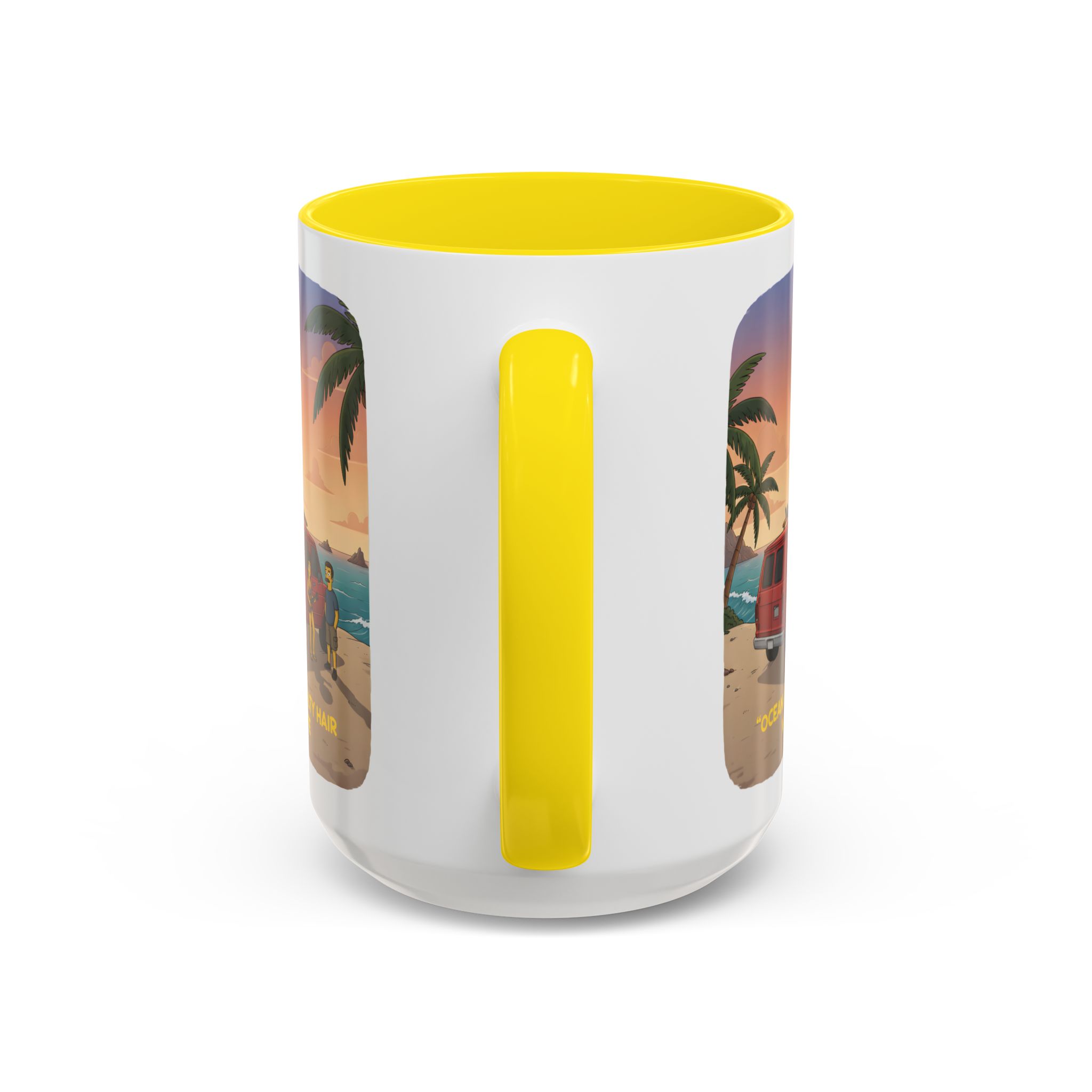 Accent Coffee Mug (11, 15oz) — "Ocean Air Salty Hair Van Life" Design Sitcom-Line