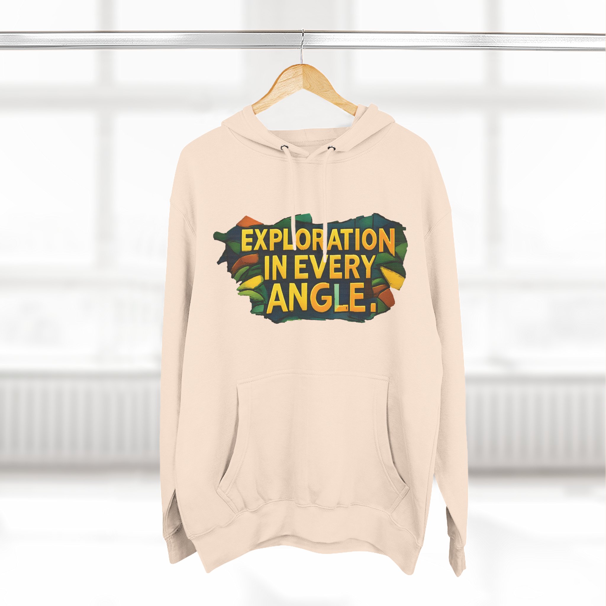 Three-Panel Fleece Hoodie - "Exploration In Every Angle" Design Cubic-Line