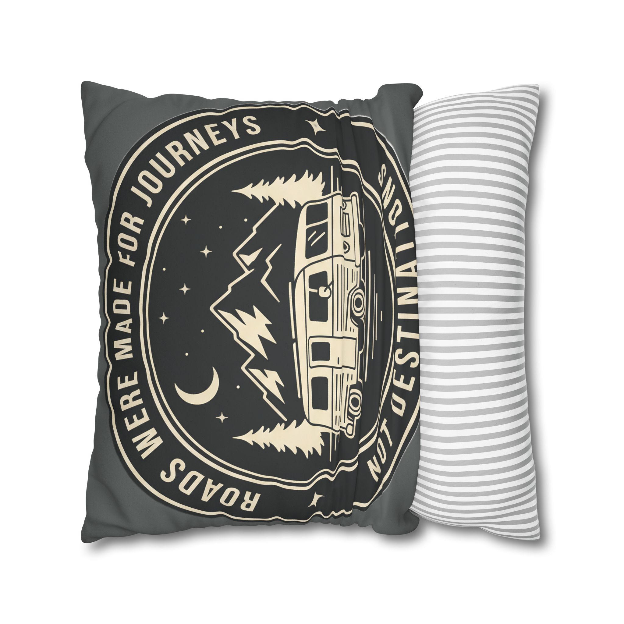 Pillowcase — "ROAD WHERE MADE FOR JOURNEYS-NOT DESTINATIONS" Faux Suede Travel Throw Pillow Cover