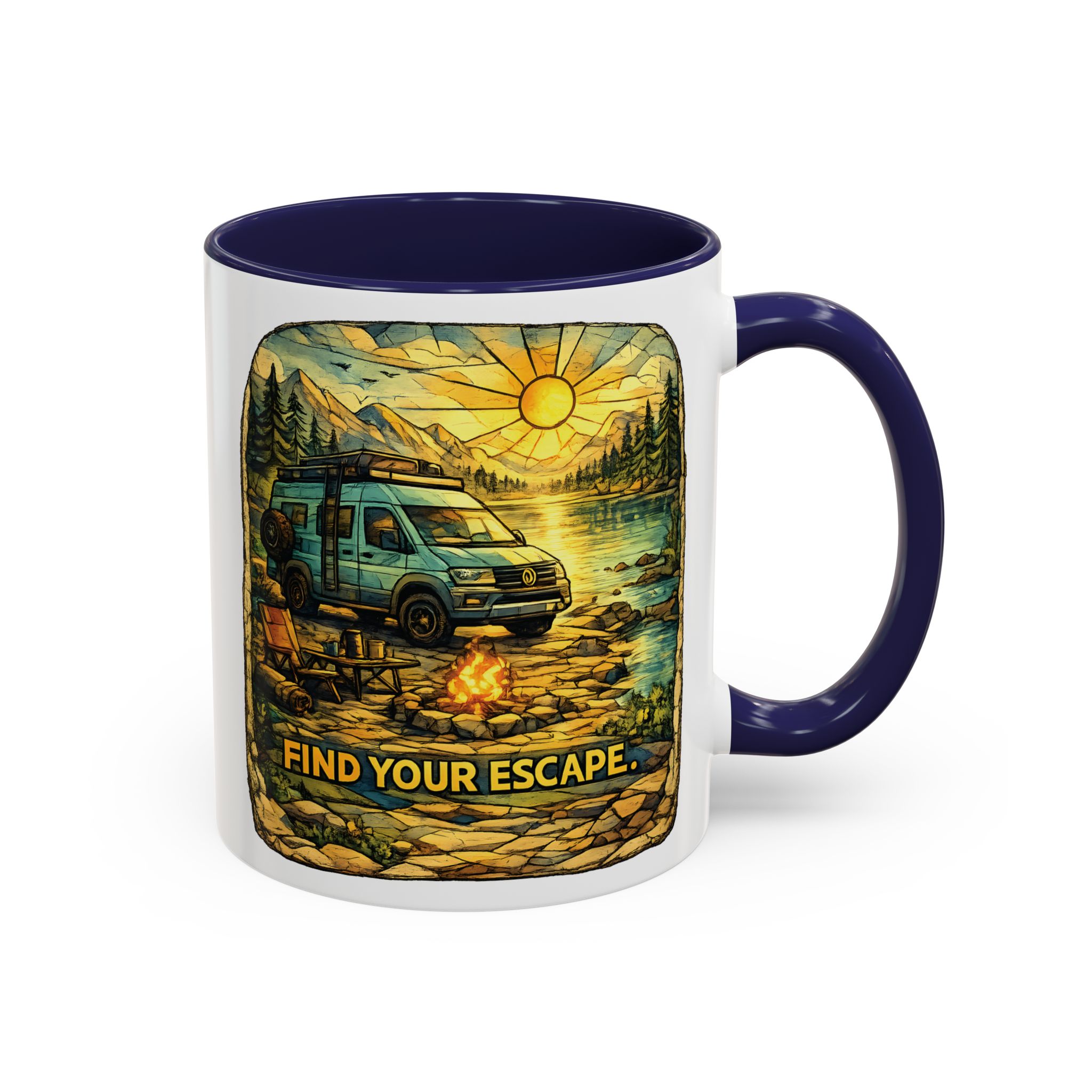 16435186443852318839_2048.jpeg Accent Coffee Mug (11, 15oz) — "Find Your Escape" Design Cubic-Line