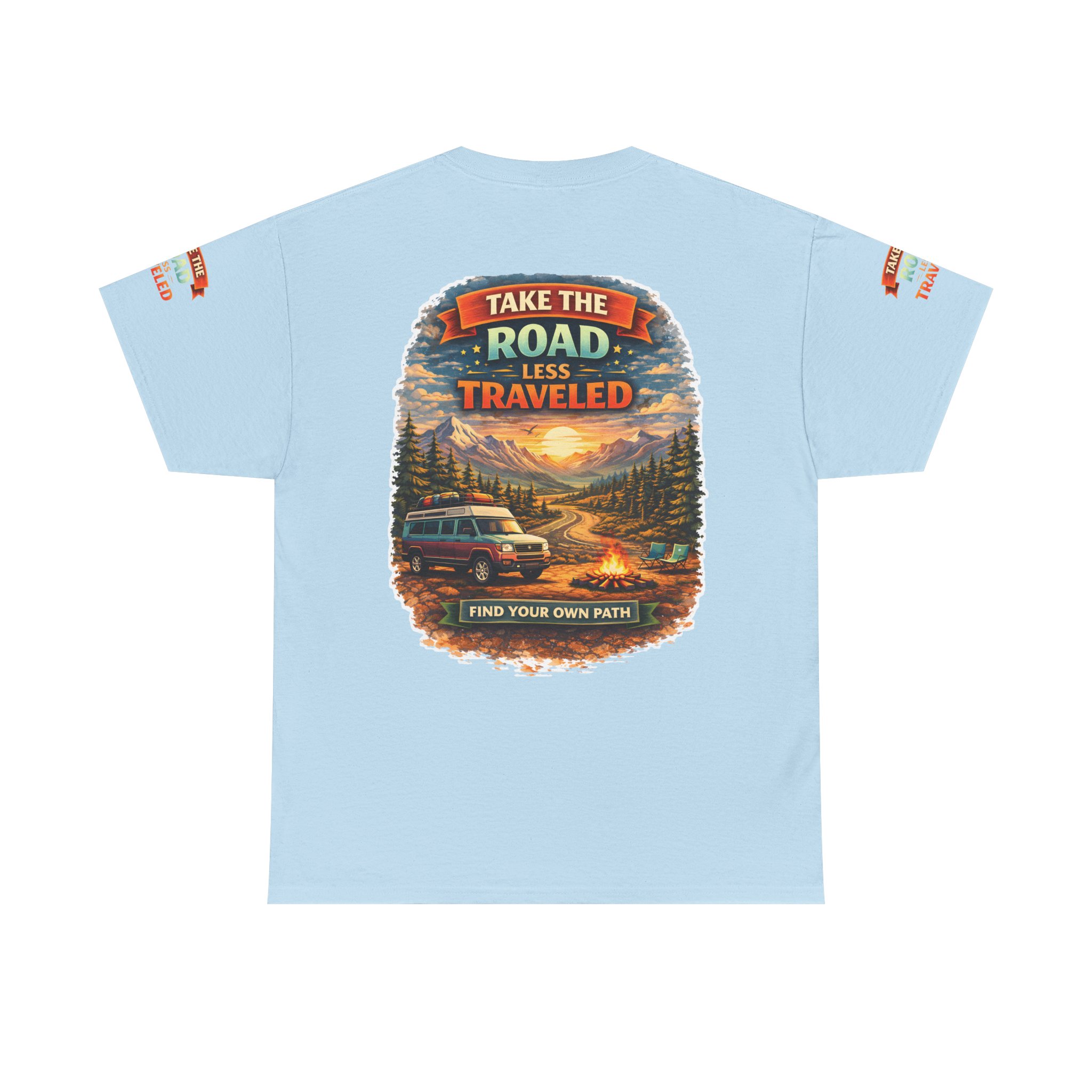 Unisex Heavy Cotton Tee — "Take The Road Less Traveled" Design Scenic-Line