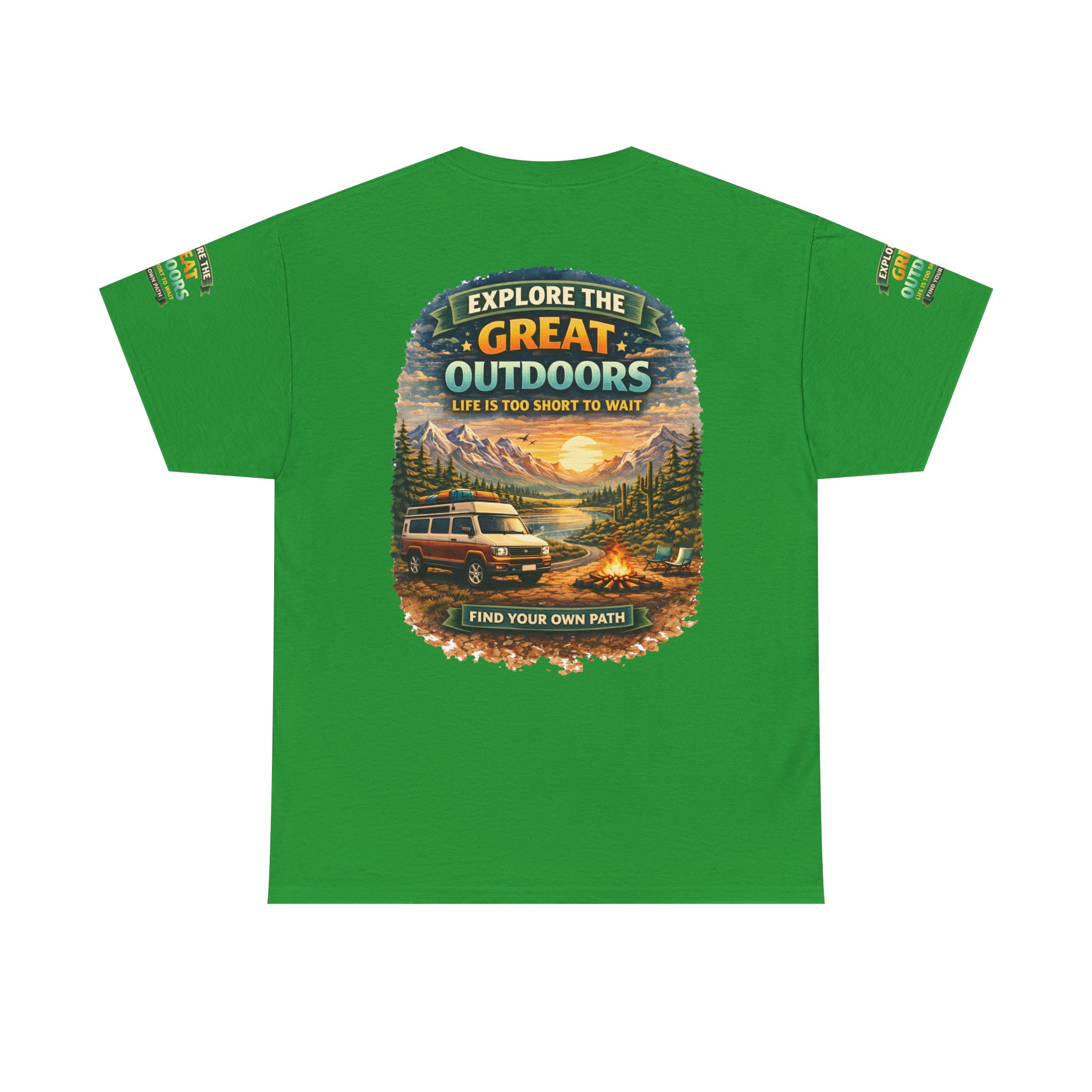 Unisex Heavy Cotton Tee — "Explore The Great Outdoors" Design Scenic-Line