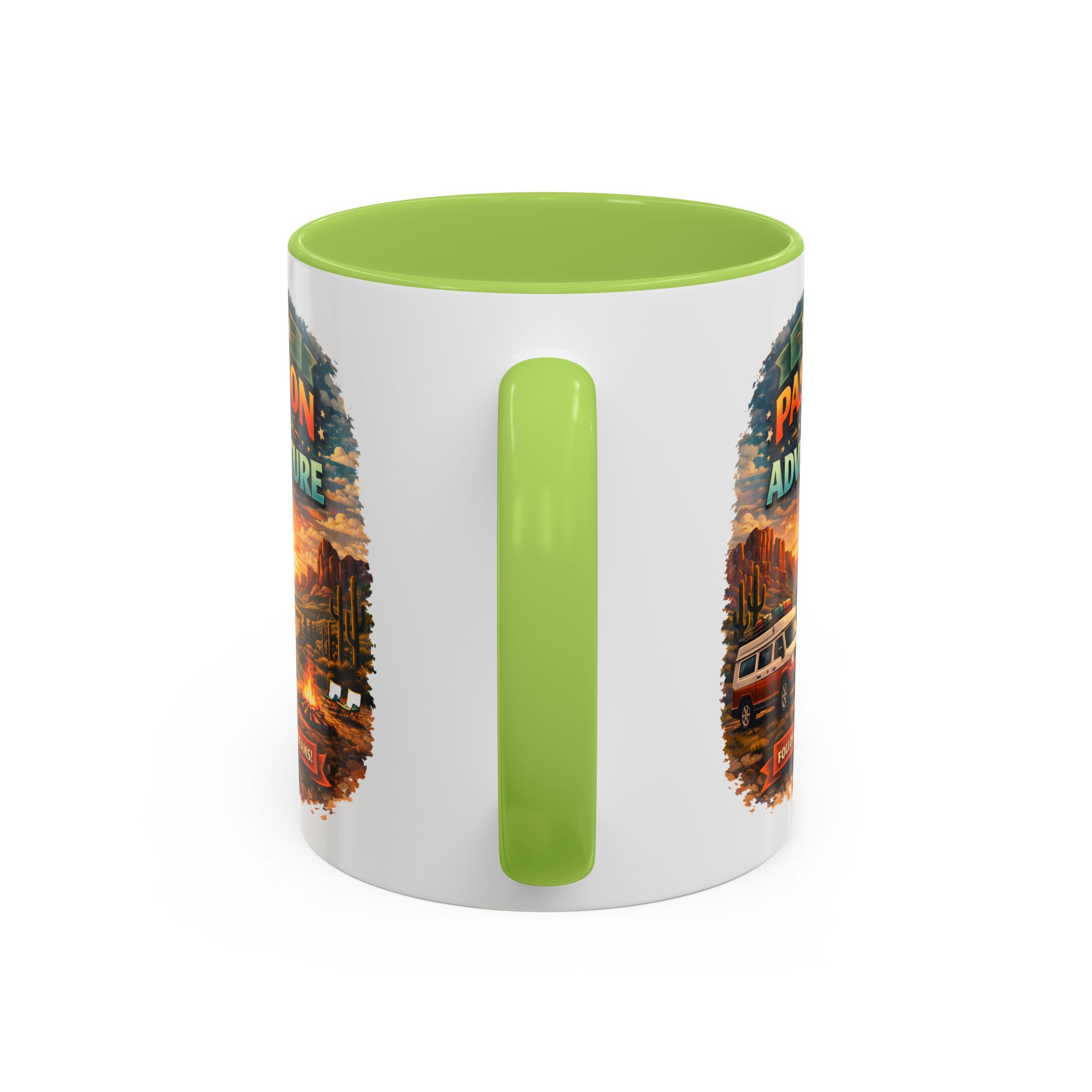 Accent Coffee Mug (11, 15oz) — "Turn Passion Into Adventure" Design Scenic-Line