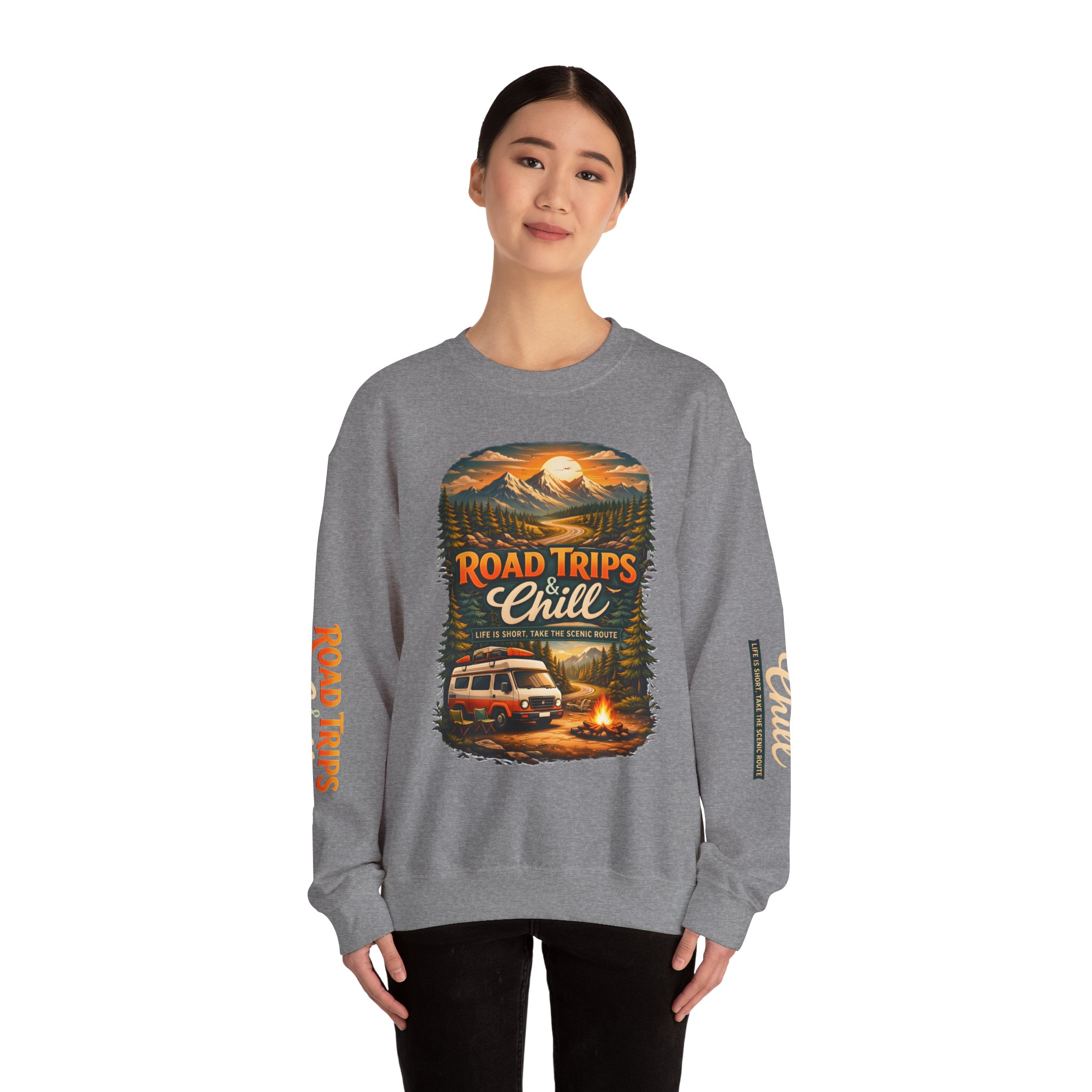 16439170890312810776_2048.jpeg Unisex Heavy Blend™ Crewneck Sweatshirt — "Road Trips & Chill" Design Scenic-Line