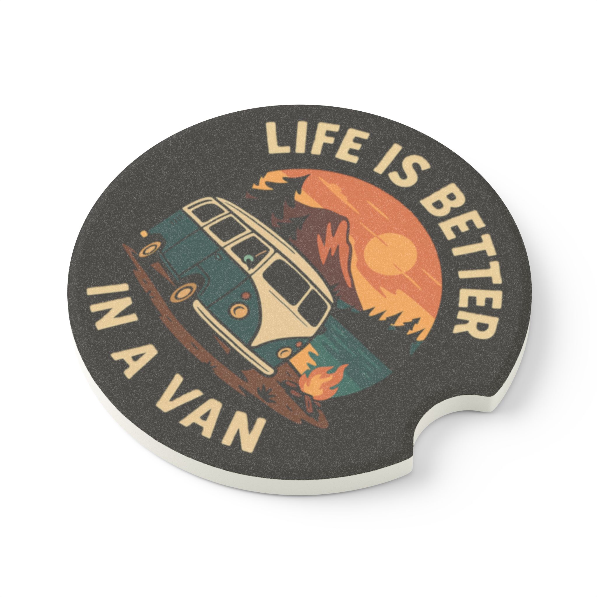 Soapstone Car Coaster — “Life Is Better in a Van” Vintage Camper Design