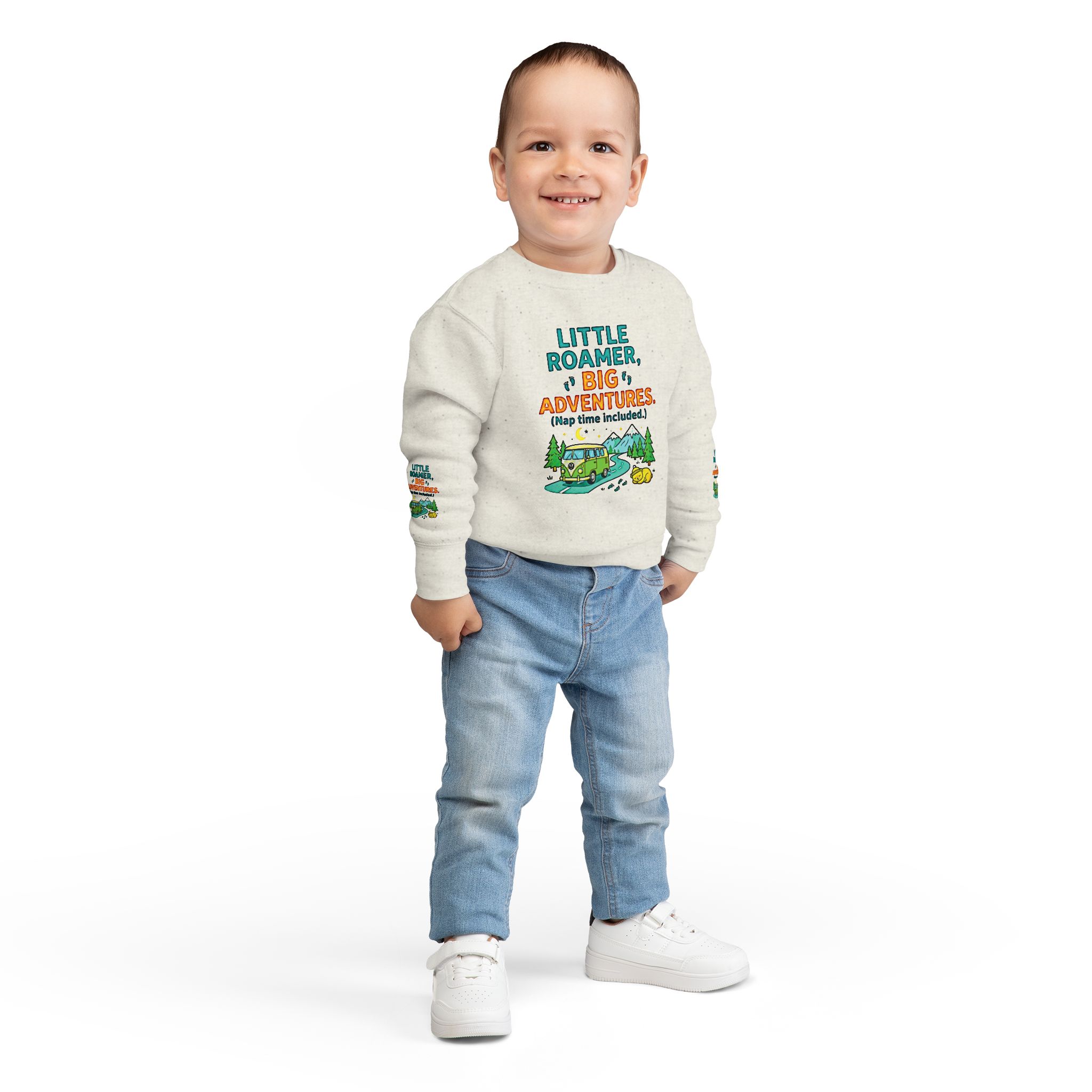 Toddler Sweatshirt(Rabbit Skins) — "Little Roamer, Big Adventures-Nap Time Included" Camper Pullover