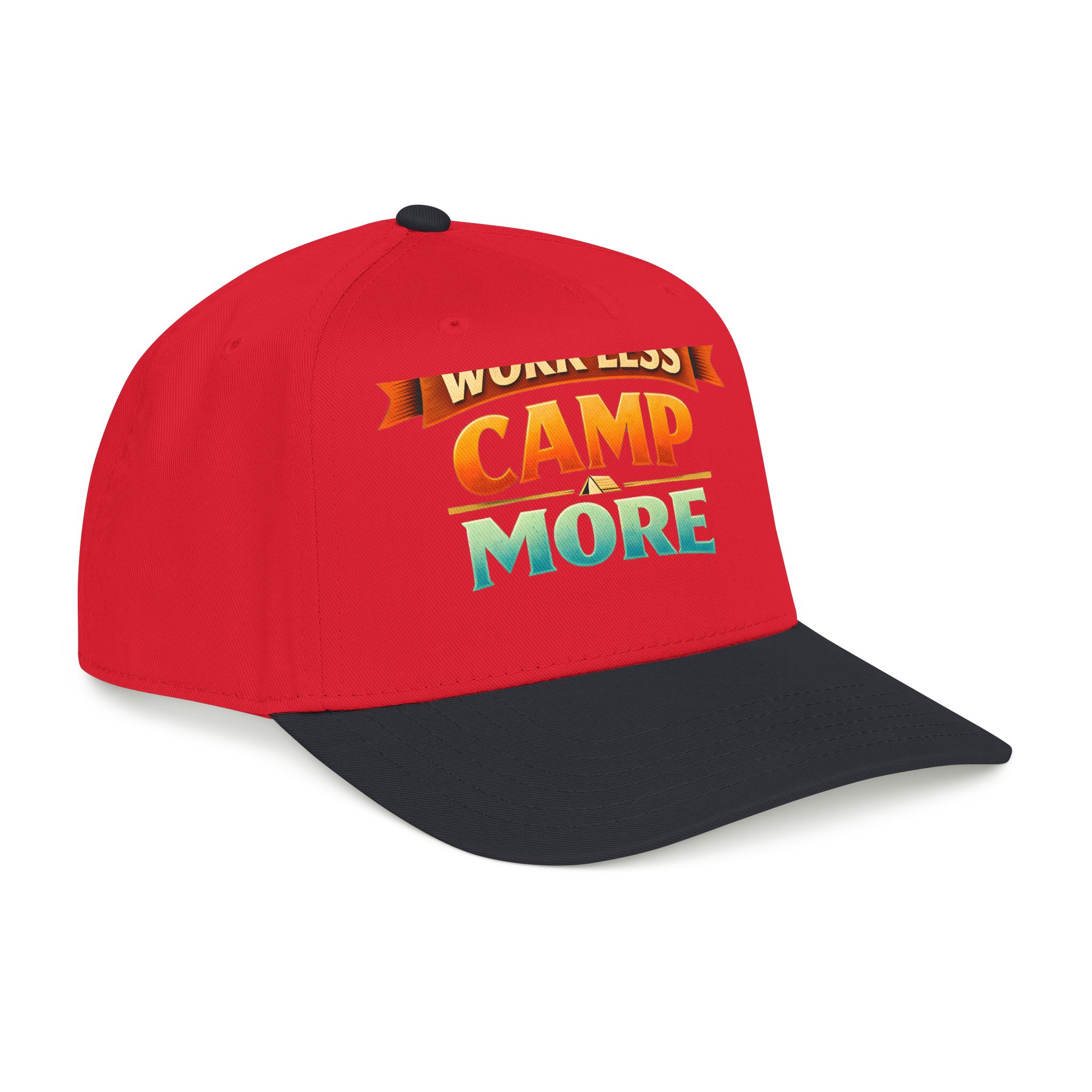 Baseball Cap - "Work Less-Camp More" Design Scenic-Line
