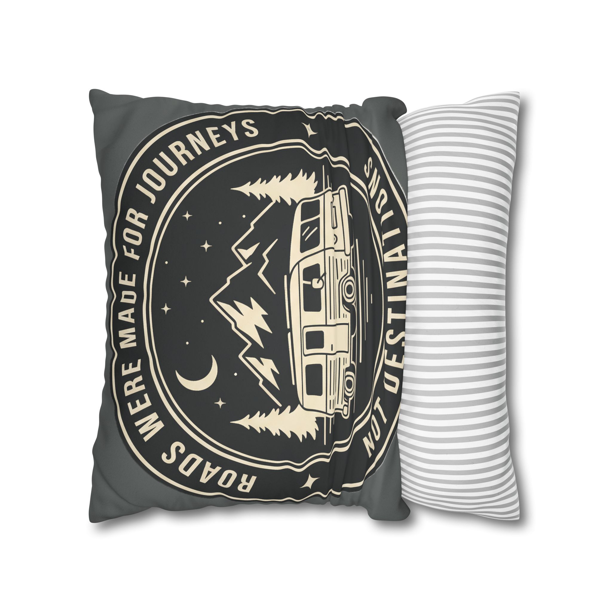 Pillowcase — "ROAD WHERE MADE FOR JOURNEYS-NOT DESTINATIONS" Faux Suede Travel Throw Pillow Cover