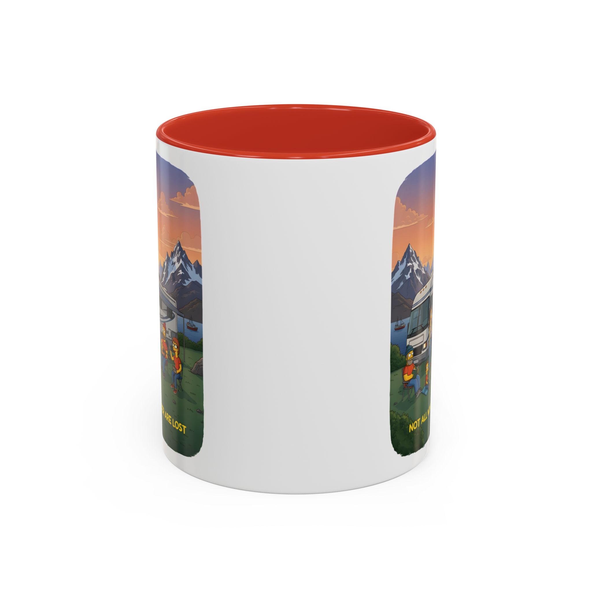 Accent Coffee Mug (11, 15oz) — "Not All Who Wander Are Lost" Design Sitcom-Line