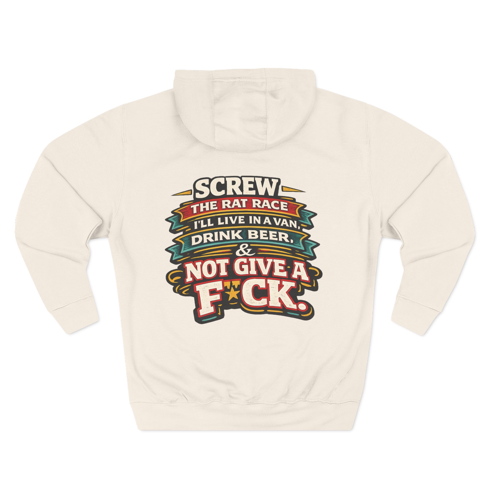 16464525244824342193_2048.jpeg Three-Panel Fleece Hoodie - "Screw The Rat Race" Design F**K-Line
