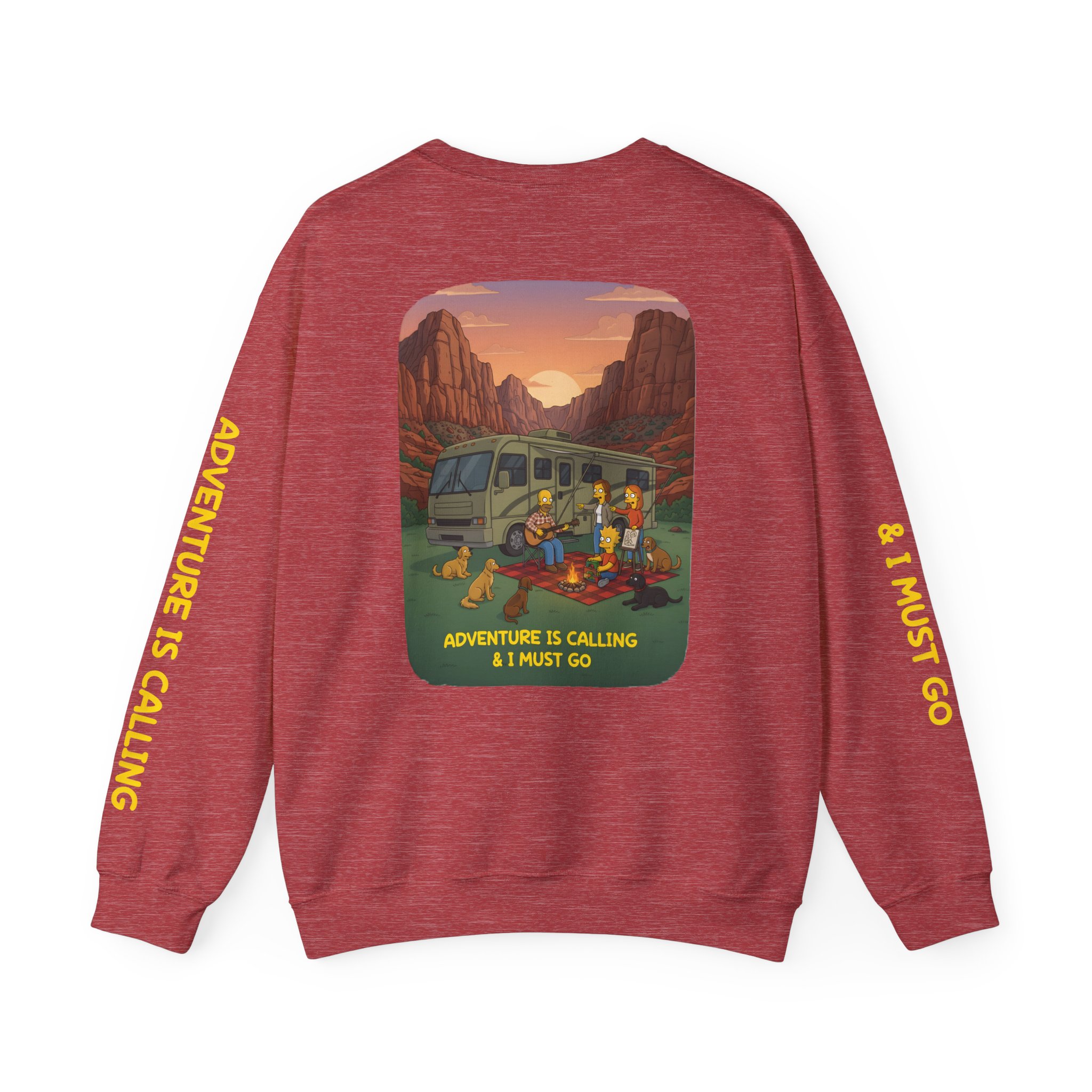 Unisex Heavy Blend™ Crewneck Sweatshirt — "Adventure Is Calling-I Must Go" Design Sitcom-Line
