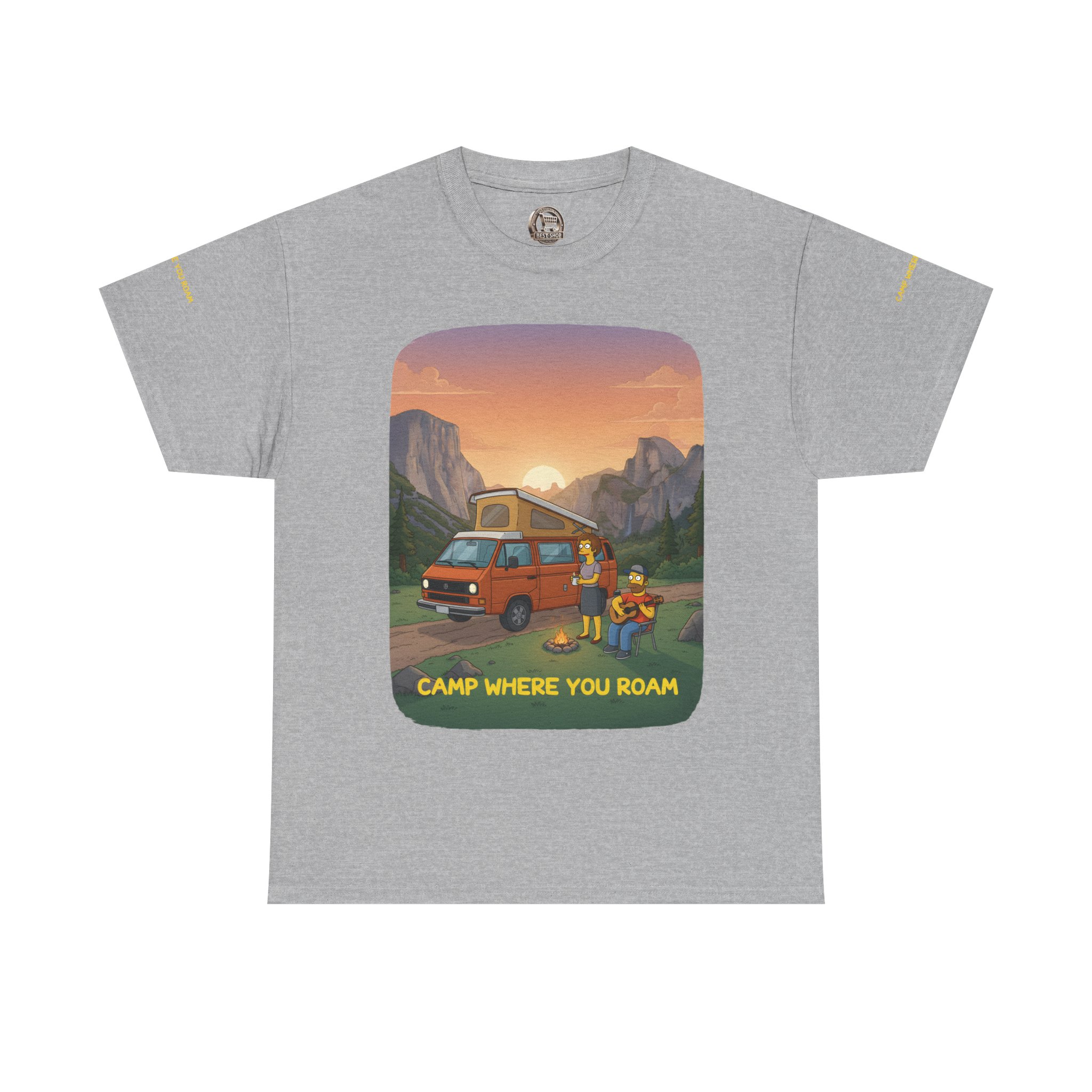 Unisex Heavy Cotton Tee — "Camp Where You Roam" Design Sitcom-Line