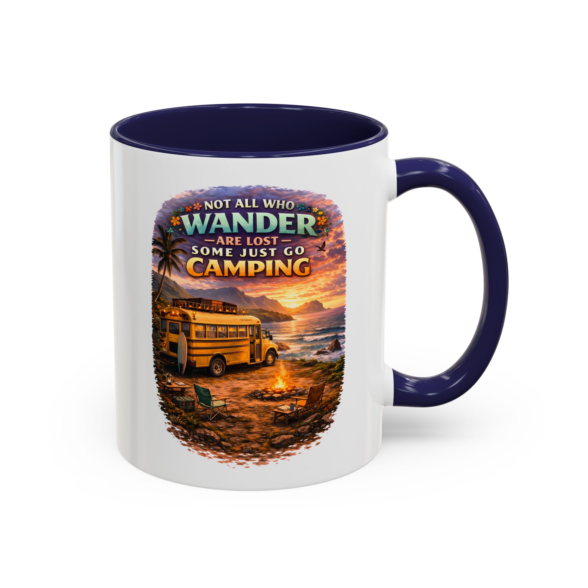 Accent Coffee Mug (11, 15oz) — "Not All Who Wander Are Lost" Design Scenic-Line