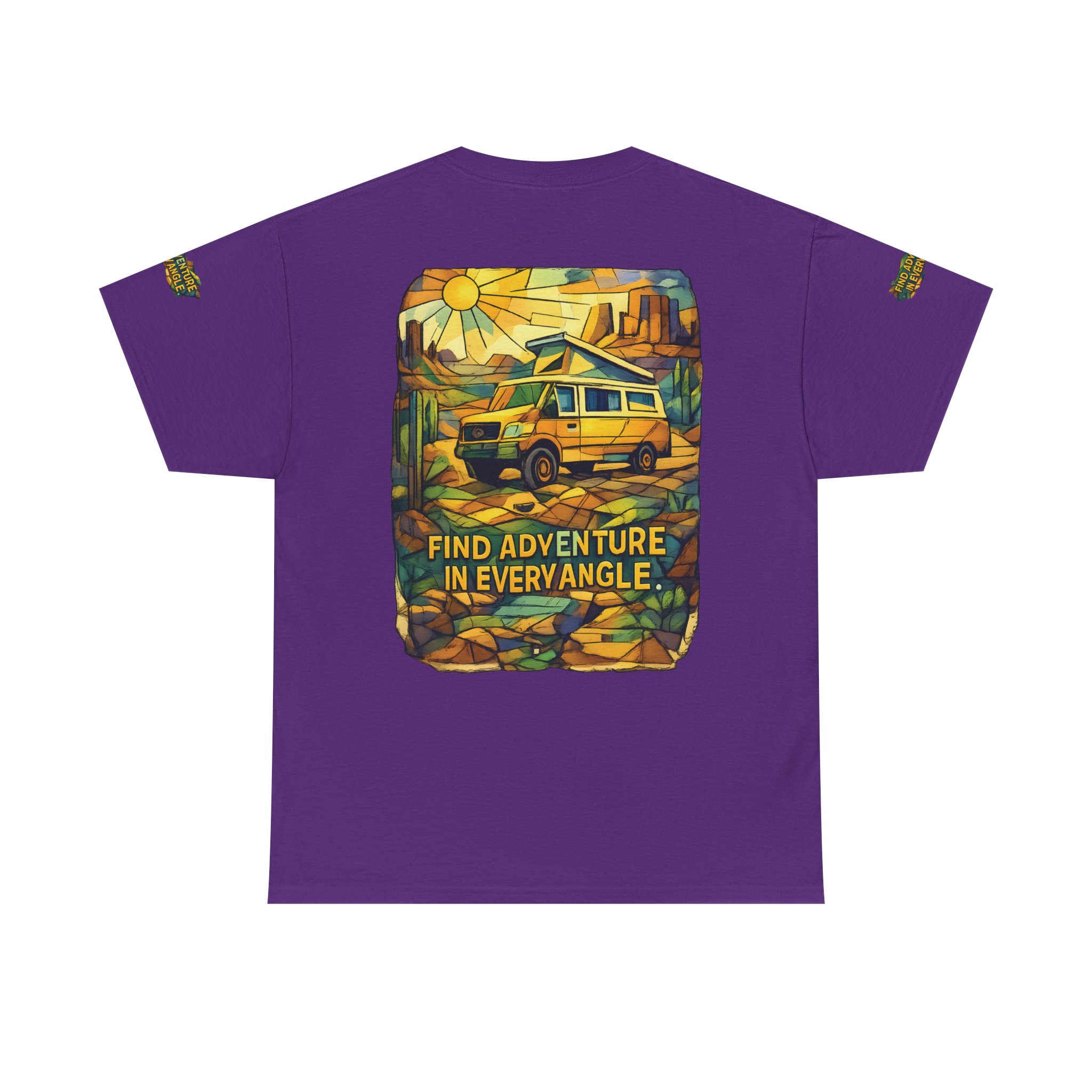 Unisex Heavy Cotton Tee — "Find Adventure In Every Corner" Design Cubic-Line