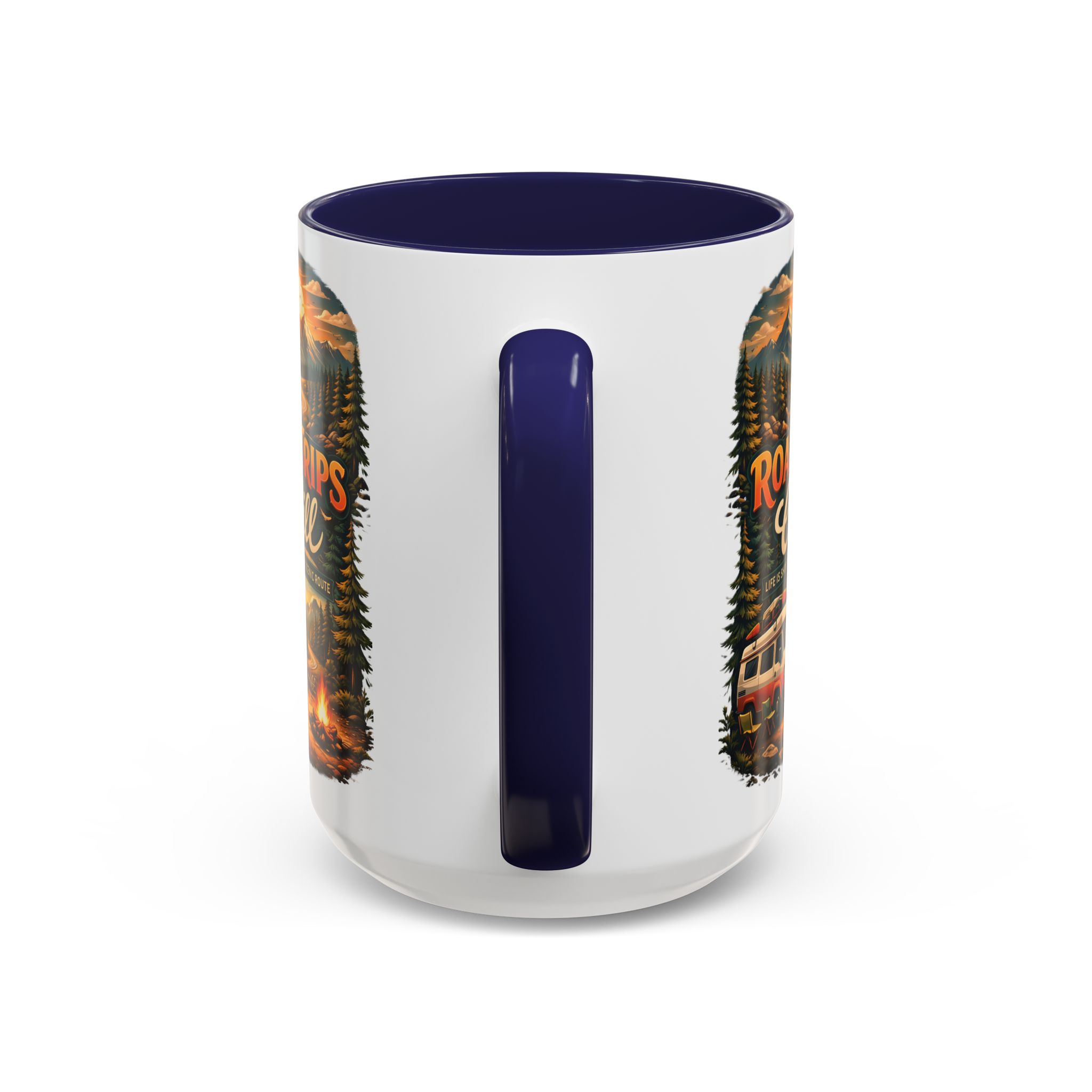 Accent Coffee Mug (11, 15oz) — "Road Trips & Chill" Design Scenic-Line