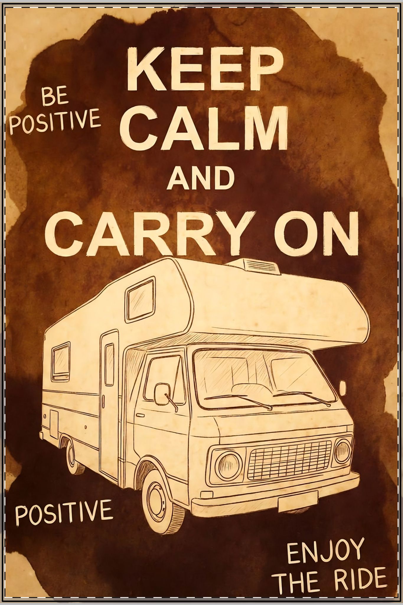 "NEW" Satin Poster — "Keep Calm and Carry On" Vintage Camper Travel Wall Art