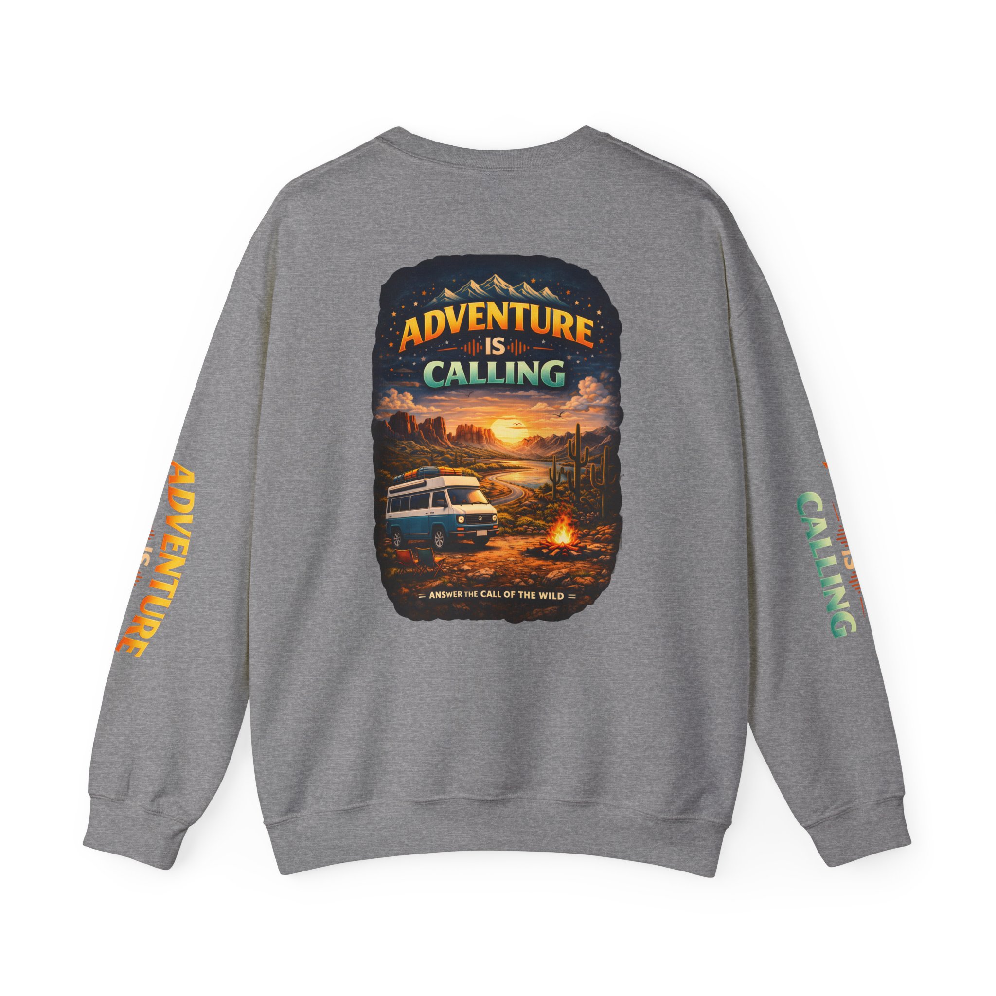 Unisex Heavy Blend™ Crewneck Sweatshirt — "Adventure Is Calling" Design Scenic-Line