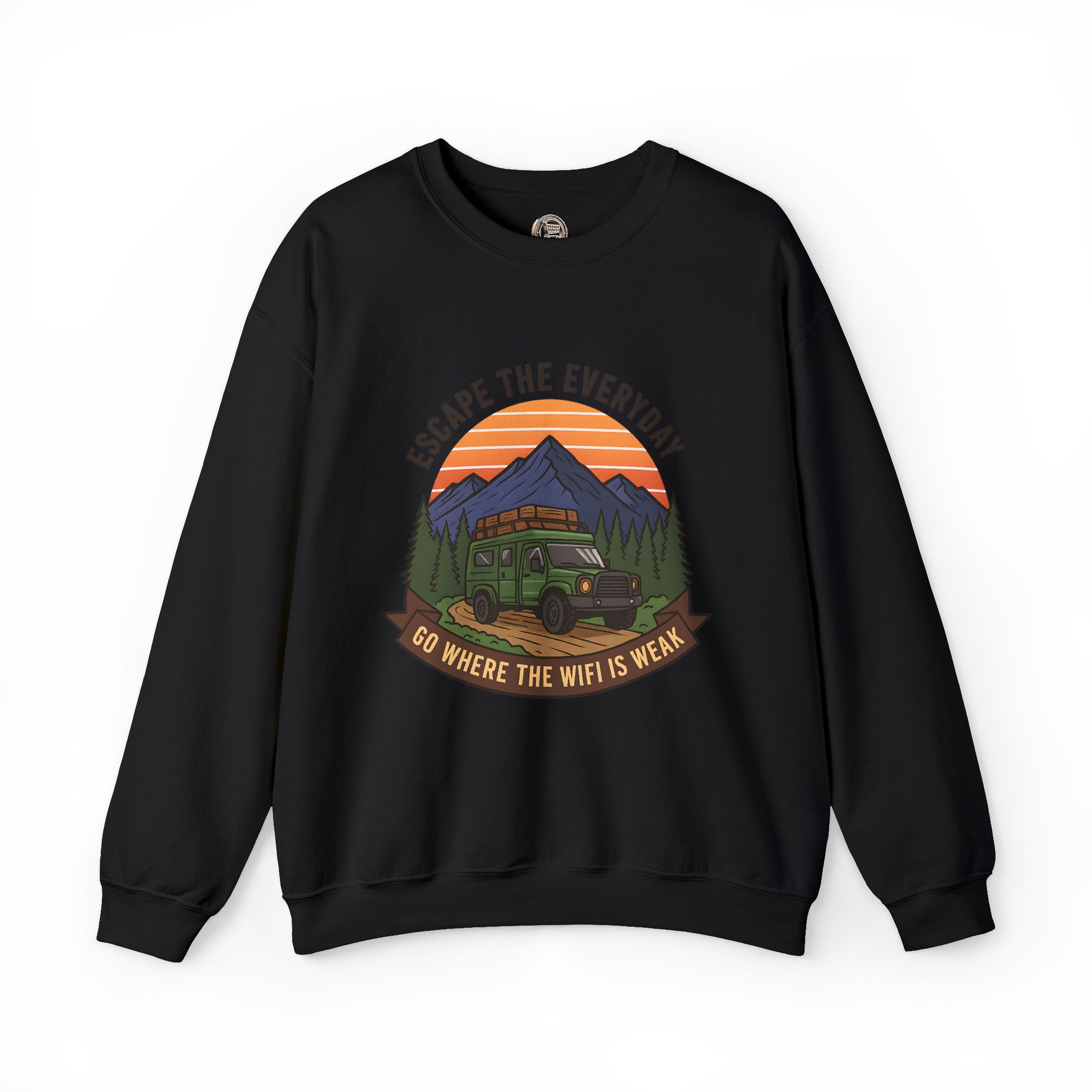 Crewneck Sweatshirt — "Go Where the WiFi Is Weak" Outdoor Overland Graphic