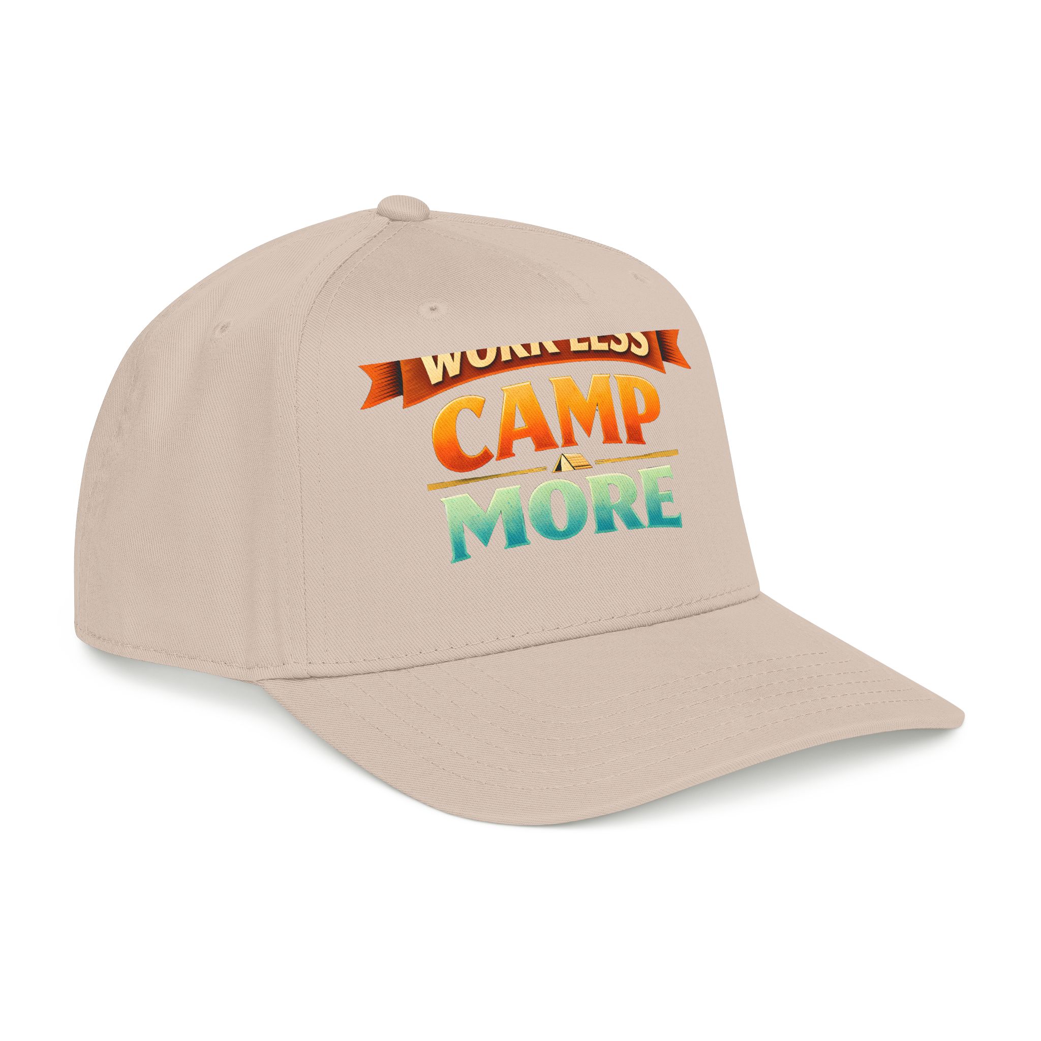 Baseball Cap - "Work Less-Camp More" Design Scenic-Line