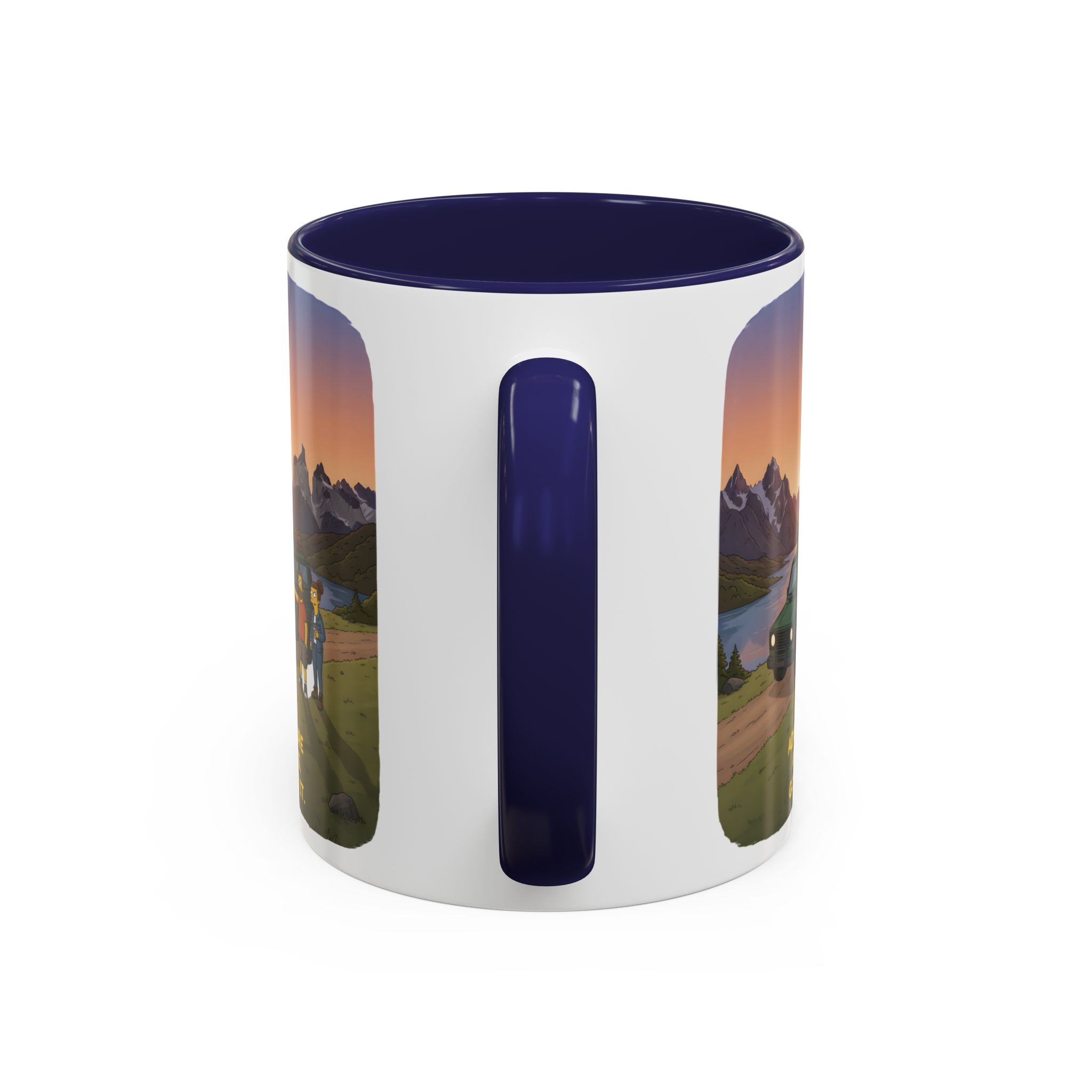 Accent Coffee Mug (11, 15oz) — "Adventure Awaits-Go Find It" Design Sitcom-Line