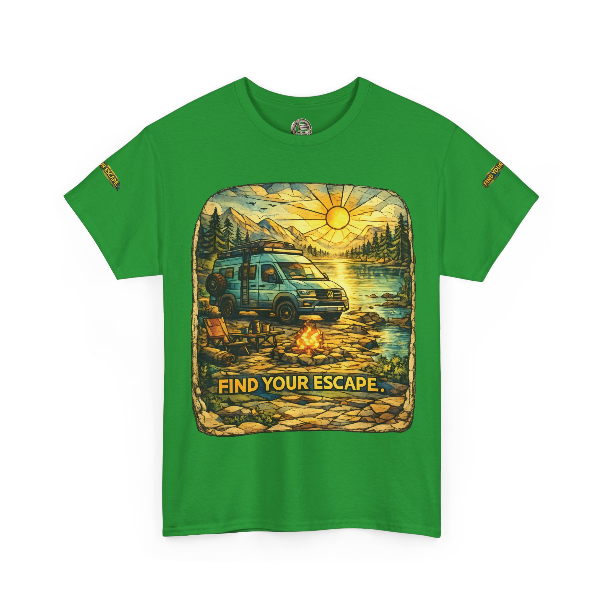 Unisex Heavy Cotton Tee — "Find Your Escape" Design Cubic-Line