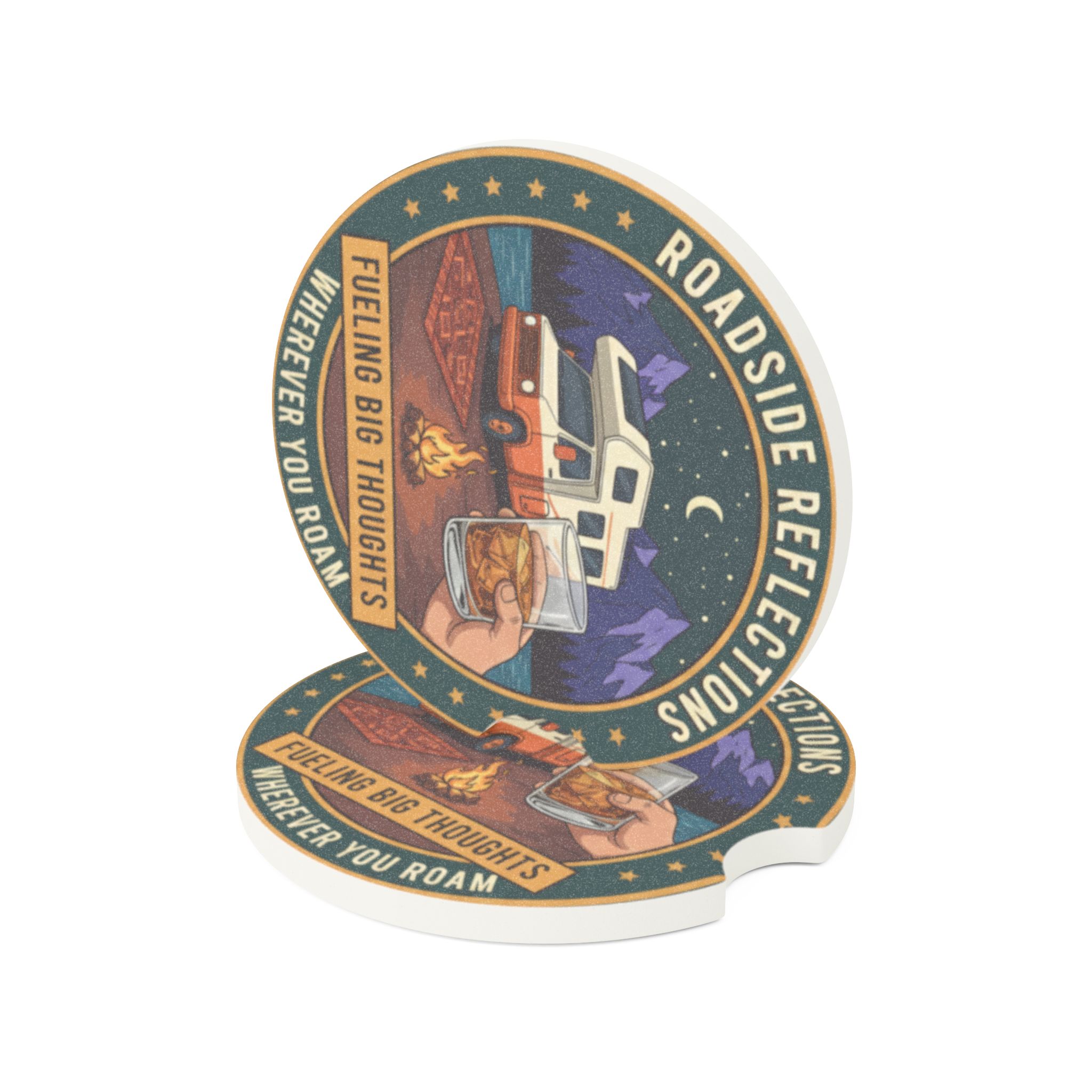 Soapstone Car Coaster — 'Fueling Big Thoughts' Campfire Truck Design