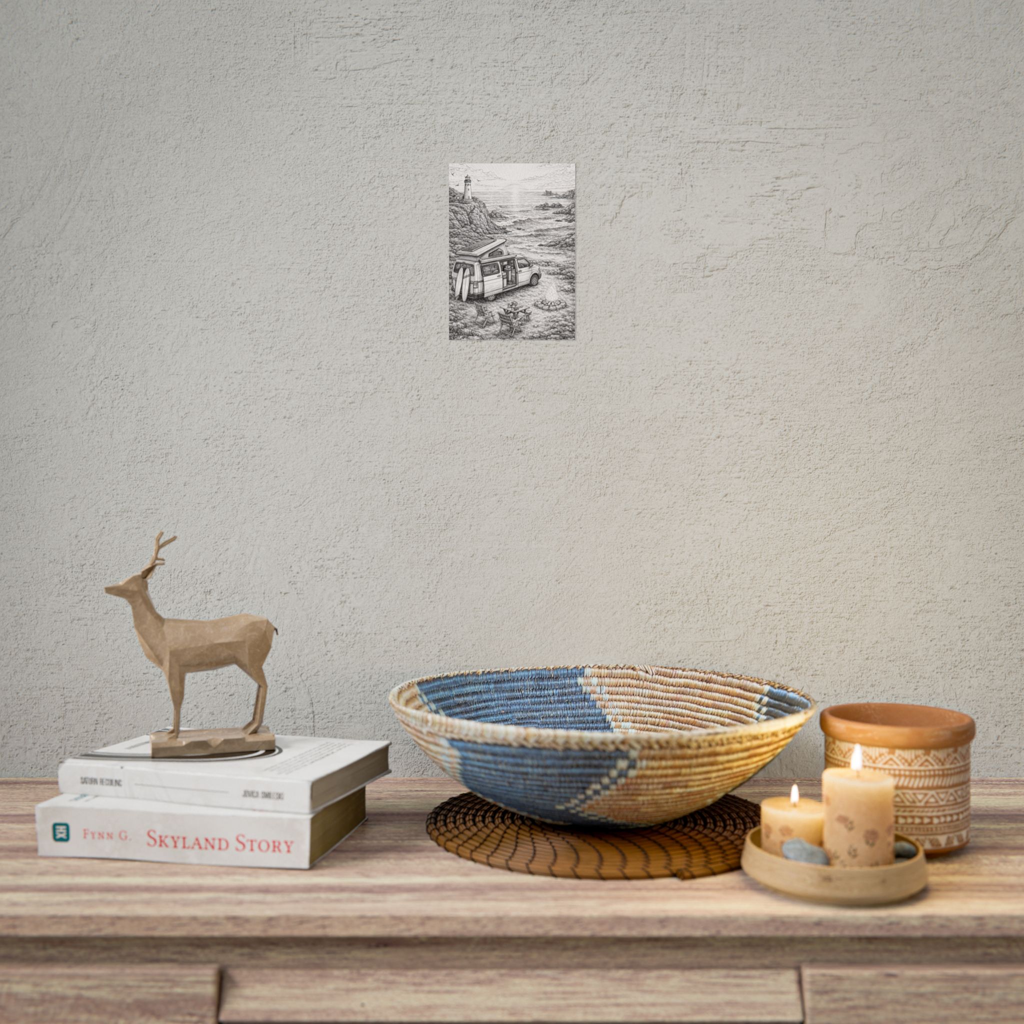 Campervan Poster — Vintage RV Camping Landscape Wall Art