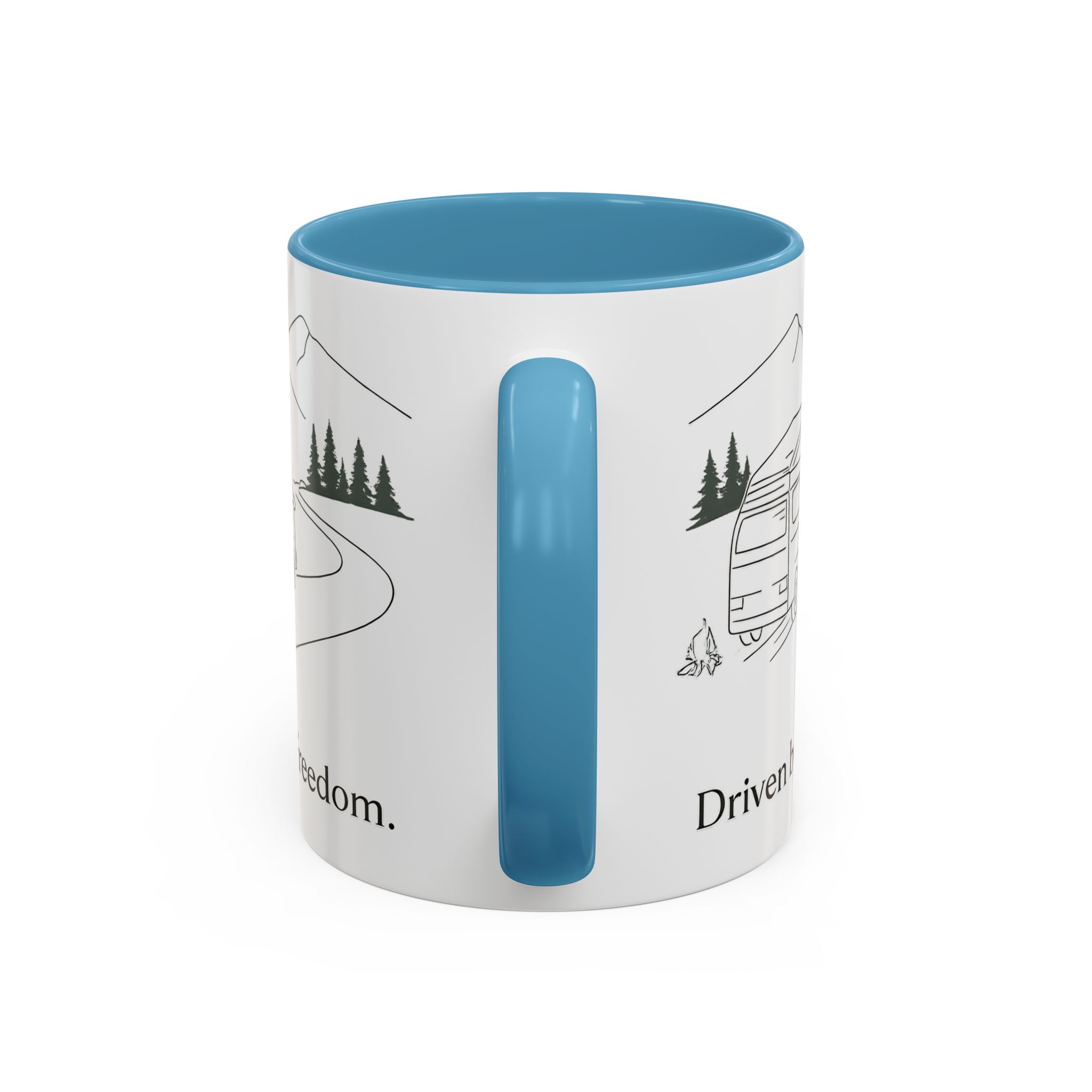 Accent Coffee Mug (11, 15oz) — "Driven By Freedom" Design Minimal-Line