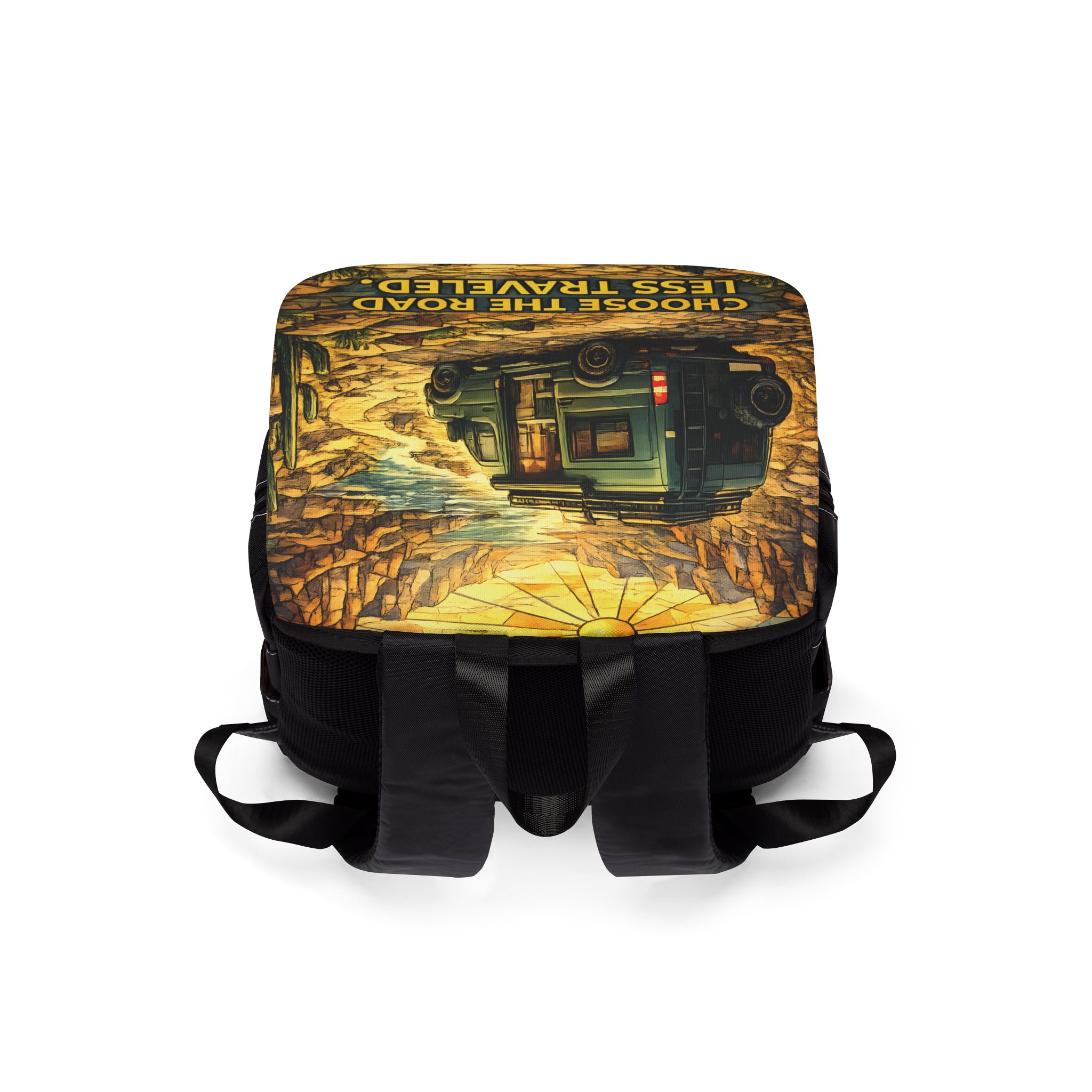 Unisex Casual Shoulder Backpack — "Choose The Road Less Traveled" Design Cubic-Line